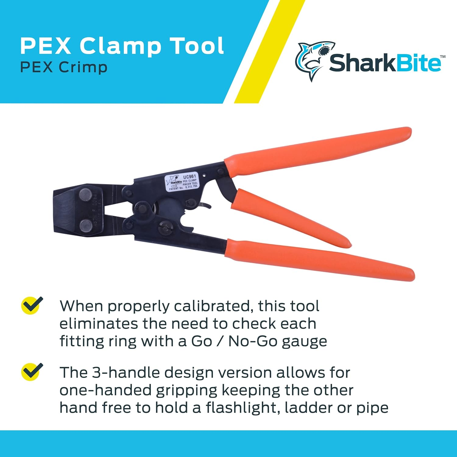 Sharkbite UC961 Pex Clamp Tool, 3/8-Inch, 1/2-Inch, 3/4-Inch and 1-Inch image number 3