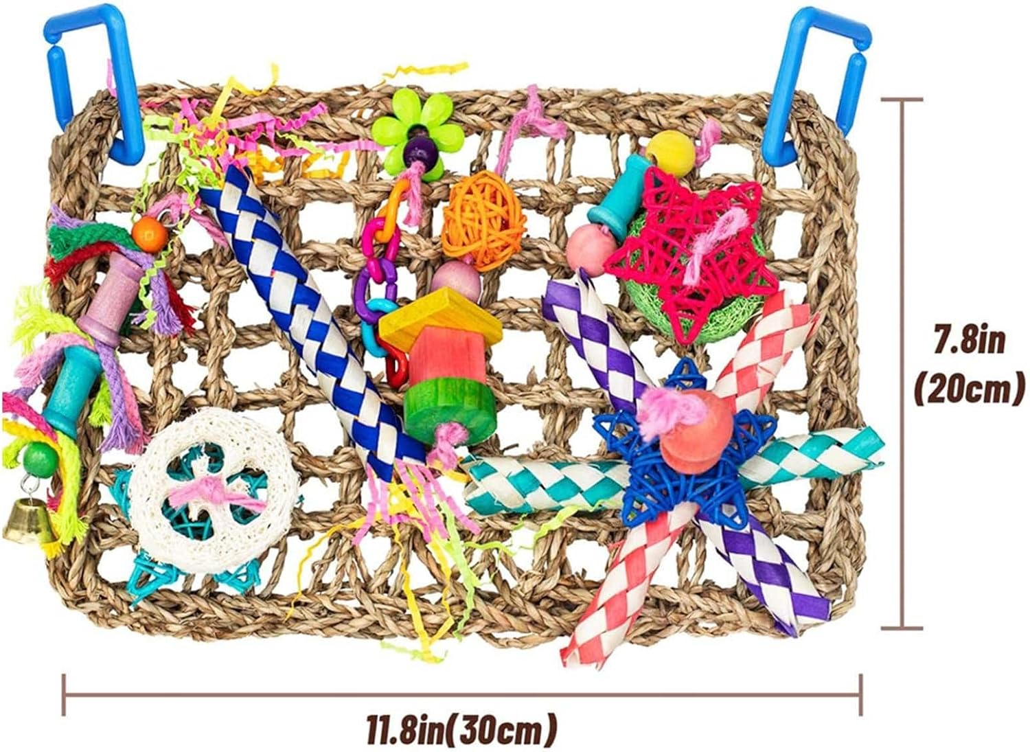 Bird Foraging Wall Toy - Bird Parakeet Toys Foraging Shredding Toys - Parakeet Toys Bird Foraging Toys Seagrass Woven Climbing Net Chewing Interactive for Parrots Parakeets