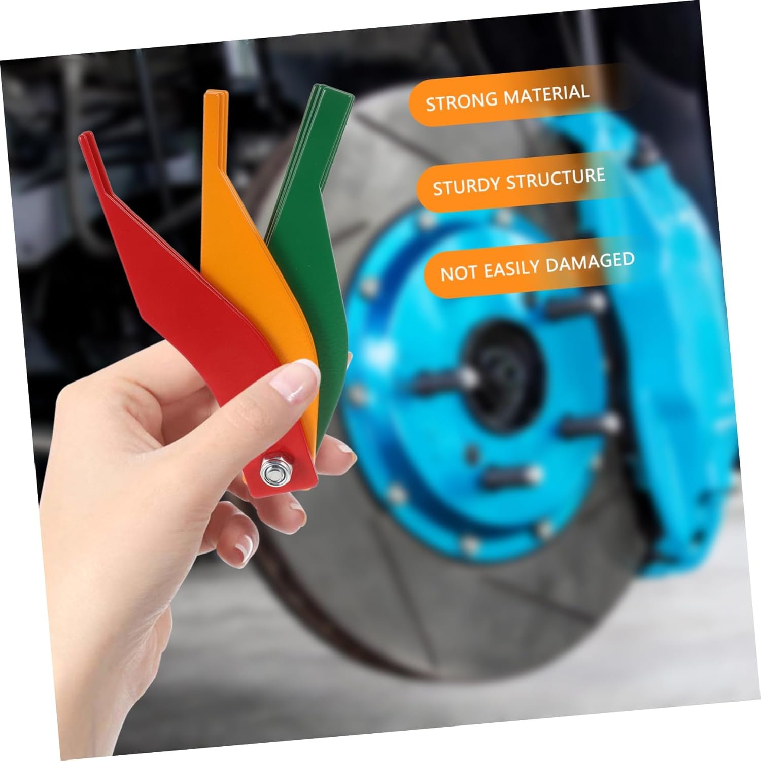 Generic 1 Set Automotive Measuring Tools Brake Pads Brake Drum Measuring Tool Brake Thickness Gauge Brake Tools Brake Fluid Test Strips Brake Lining Thickness Gauge Brake Pad Gauge Steel