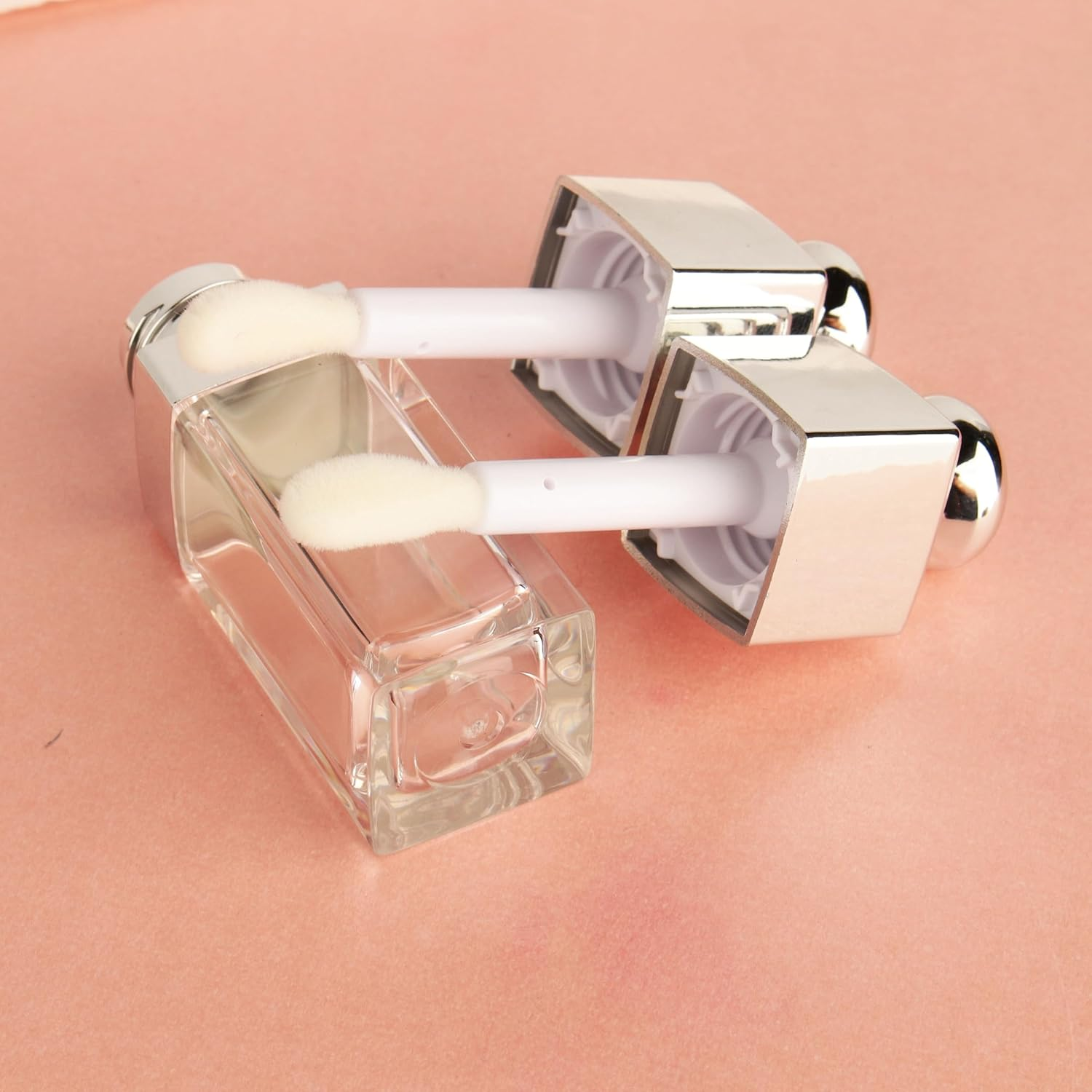 COSIDEA 18PCS Empty 8ML Square Clear Lip Gloss Tube Silver Big Doe Foot Wand Lipgloss Tubes for Lip Oil Tint Bottles Container image number 5