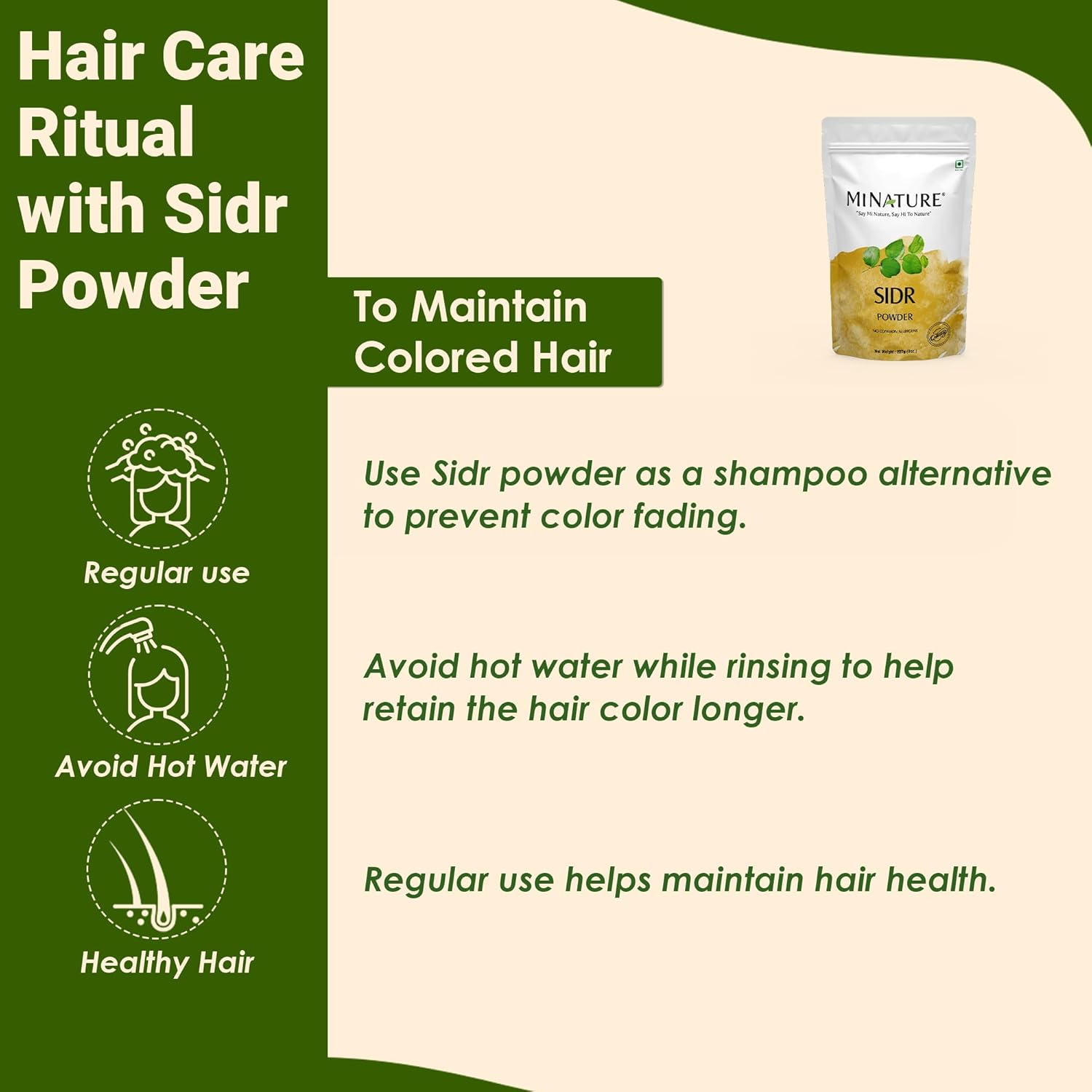 Mi Nature Sidr Leaves Powder | for Hair Care |Herbal Hair Care for Deep Cleansing and Conditioning | Natural Source of Mucilages and Saponins| Resaleable Pack |(100Gram/3.5Oz) image number 1