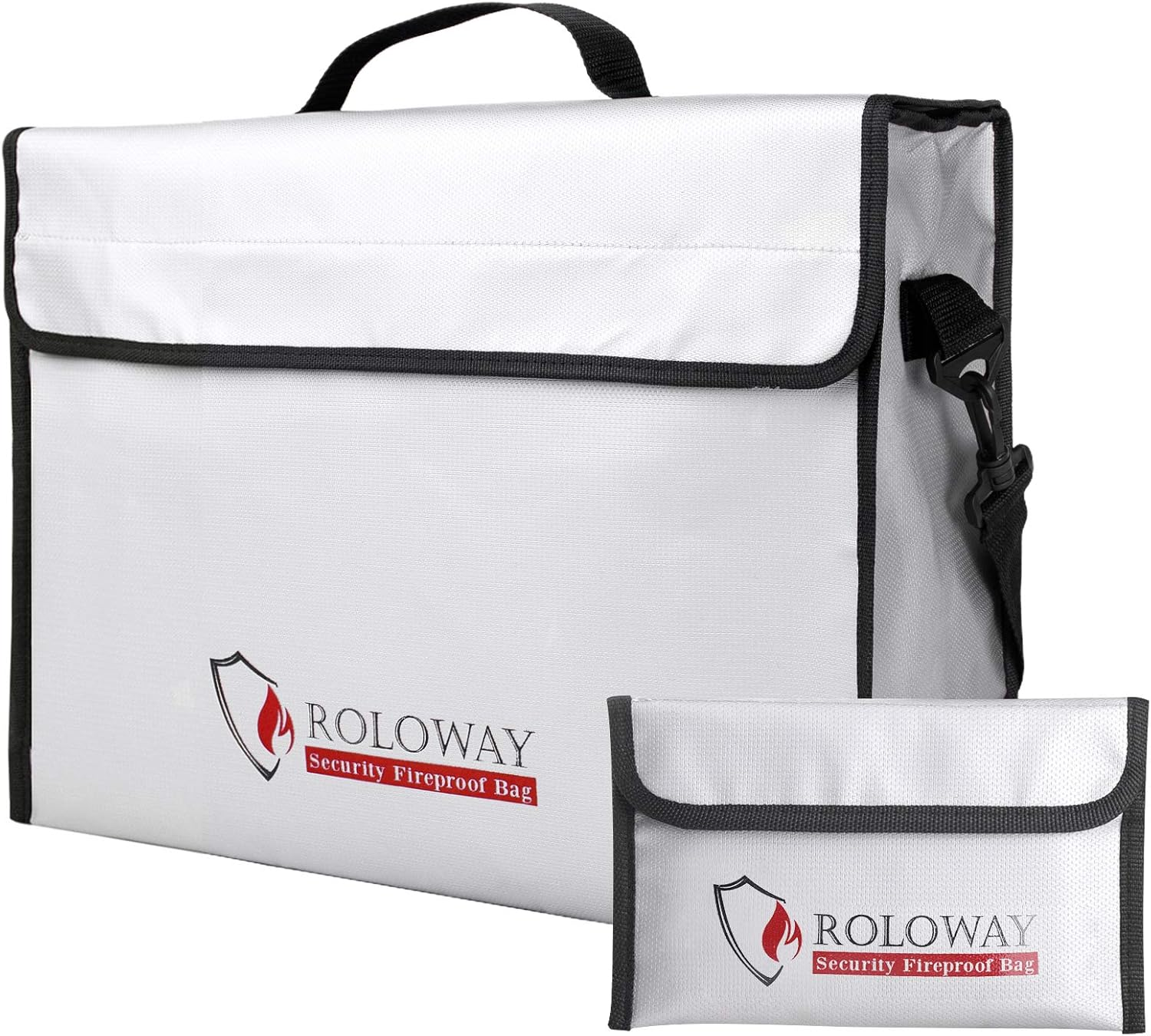 ROLOWAY Large (17 X 12 X 5.8 Inches) Fireproof Bag, XL Fireproof Document Bags with Bonus Bag, Fireproof Safe and Water Resistant Bag for Money, Legal Documents, Files, Valuables