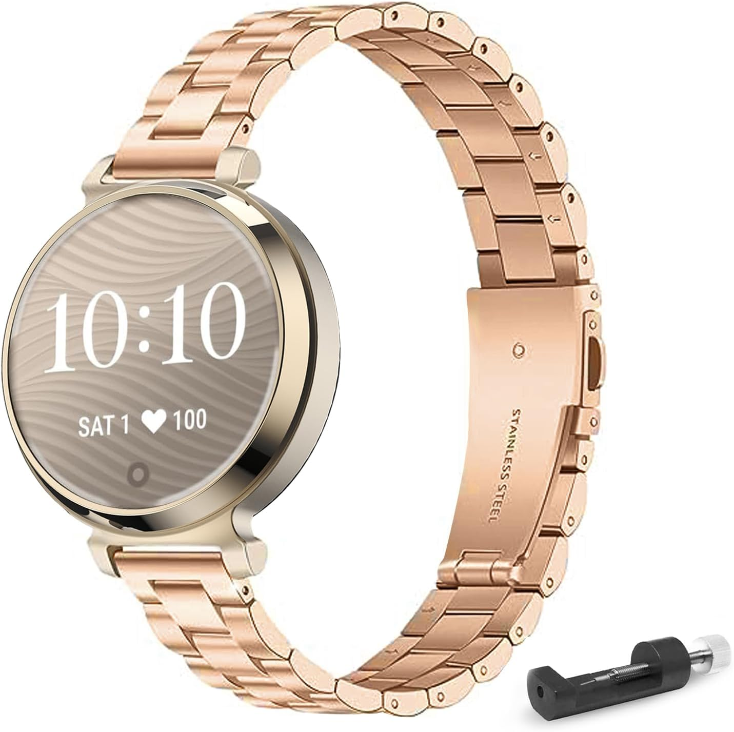 WUWOCJ 14Mm Metal Band Compatible for Garmin Lily 2/Lily 2 Active, Stainless Steel Replacement Straps with Adjustment Tool