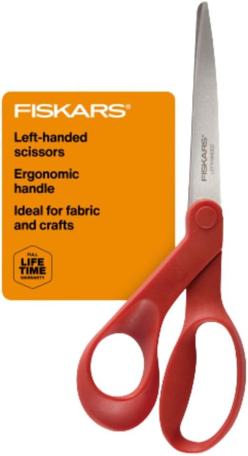Fiskars 12-94508697WJ 8 Inch Left Handed Adult Scissors, Red image number 6