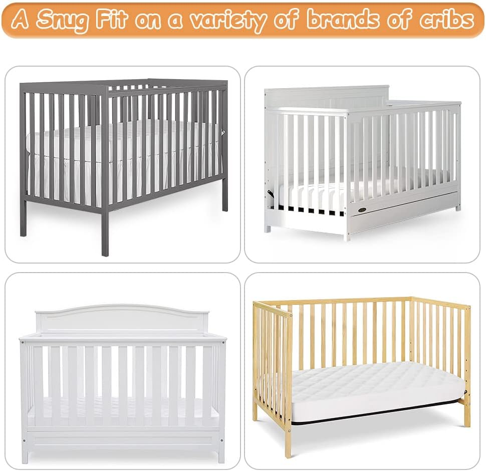 Pack of 2 Waterproof Crib Mattress Covers and Kids Mattress Protector for Crib, Soft Breathable Crib Mattress Cover for Boys and Girls by Yoofoss image number 6