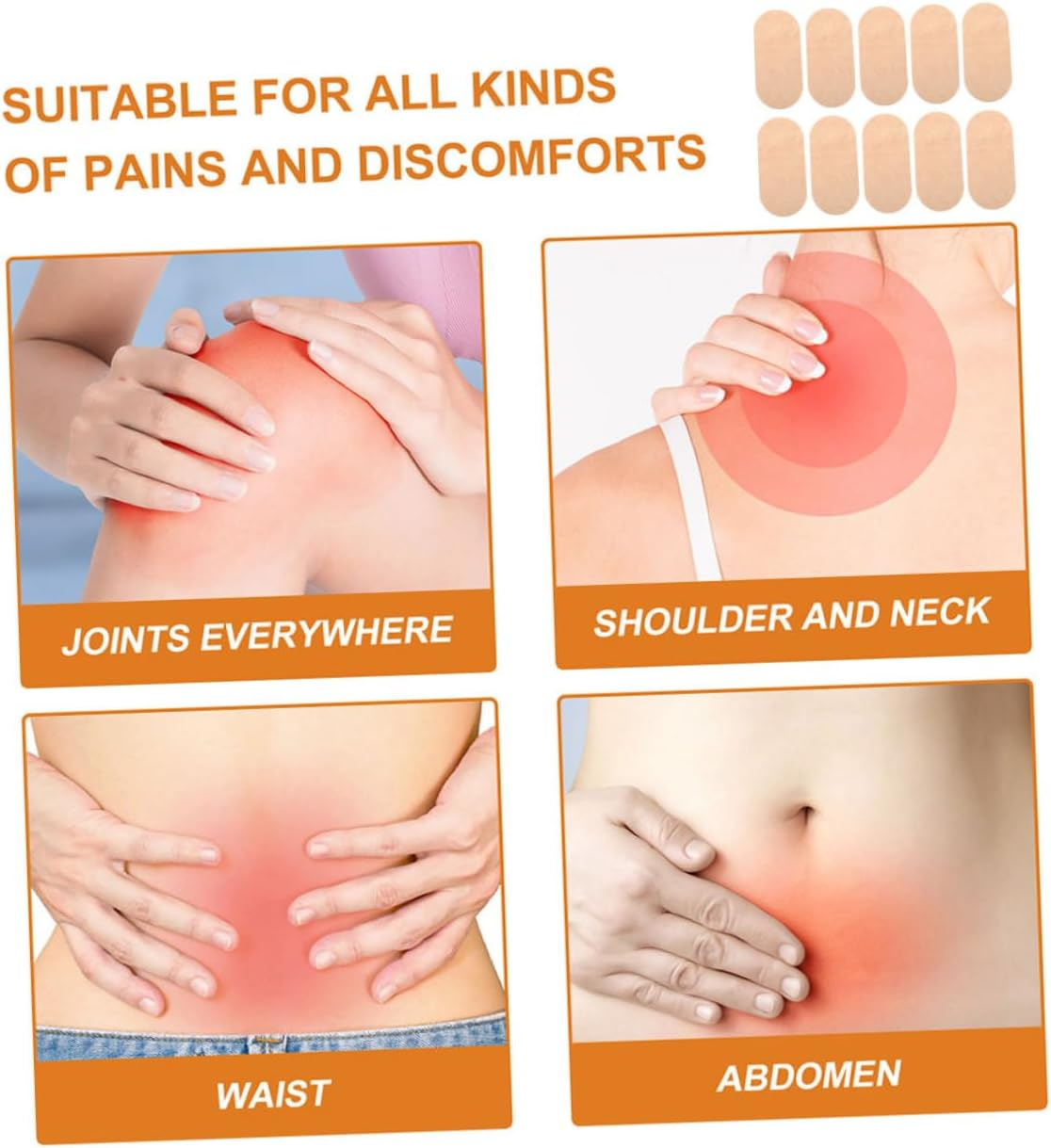 Healeved Warm Body Patch 25Pcs Natural Heating Moxibustion Patches for Pain Relief Neck Shoulder Lumbar Support Therapy image number 2