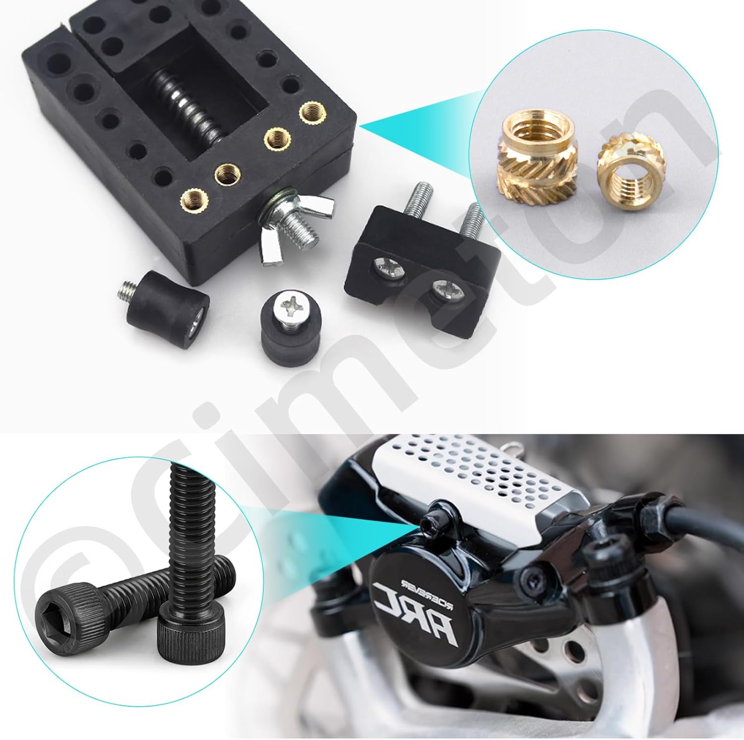 Cimeton 595PCS M2 M2.5 M3 M4 M5 Hex Socket Head Cap Bolts and Brass Knurled Nuts with Hex Wrench and Flat Washers Hex Nuts Assortment Kits Metric Machine Bolts Threaded Inserts for Mechanical Equipment image number 6