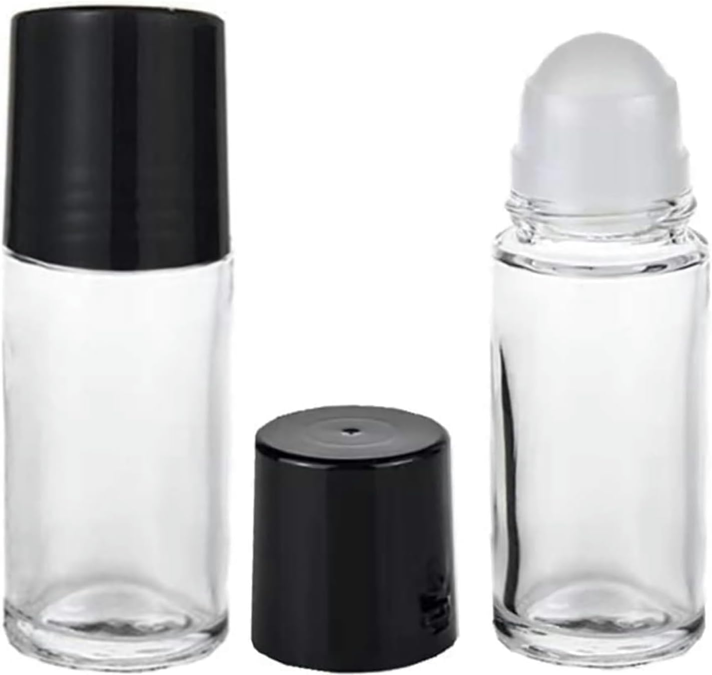 2Pcs Black Clear Empty Glass Essential Oil Roller Bottles Vials Containers Refillable Roll-On Bottles with Funnel Refillable Cosmetic Containers Roller (30ML) image number 5