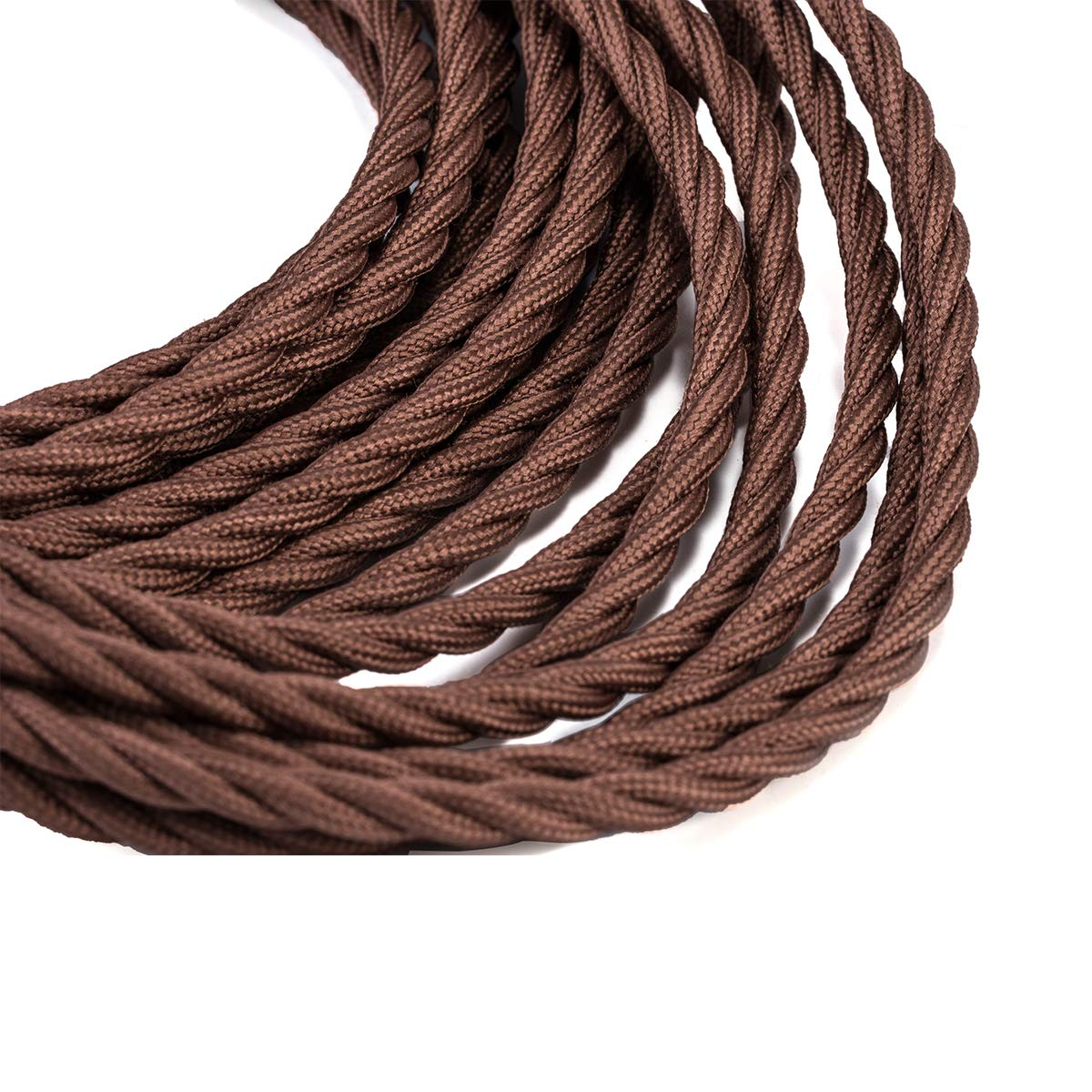 10 Meters 3 Core Brown Braided Electrical Cable Licperron Vintage Antique Cloth Covered Fabric Twisted Electrical Wire for DIY Industrial Pendant Light, VDE Certification