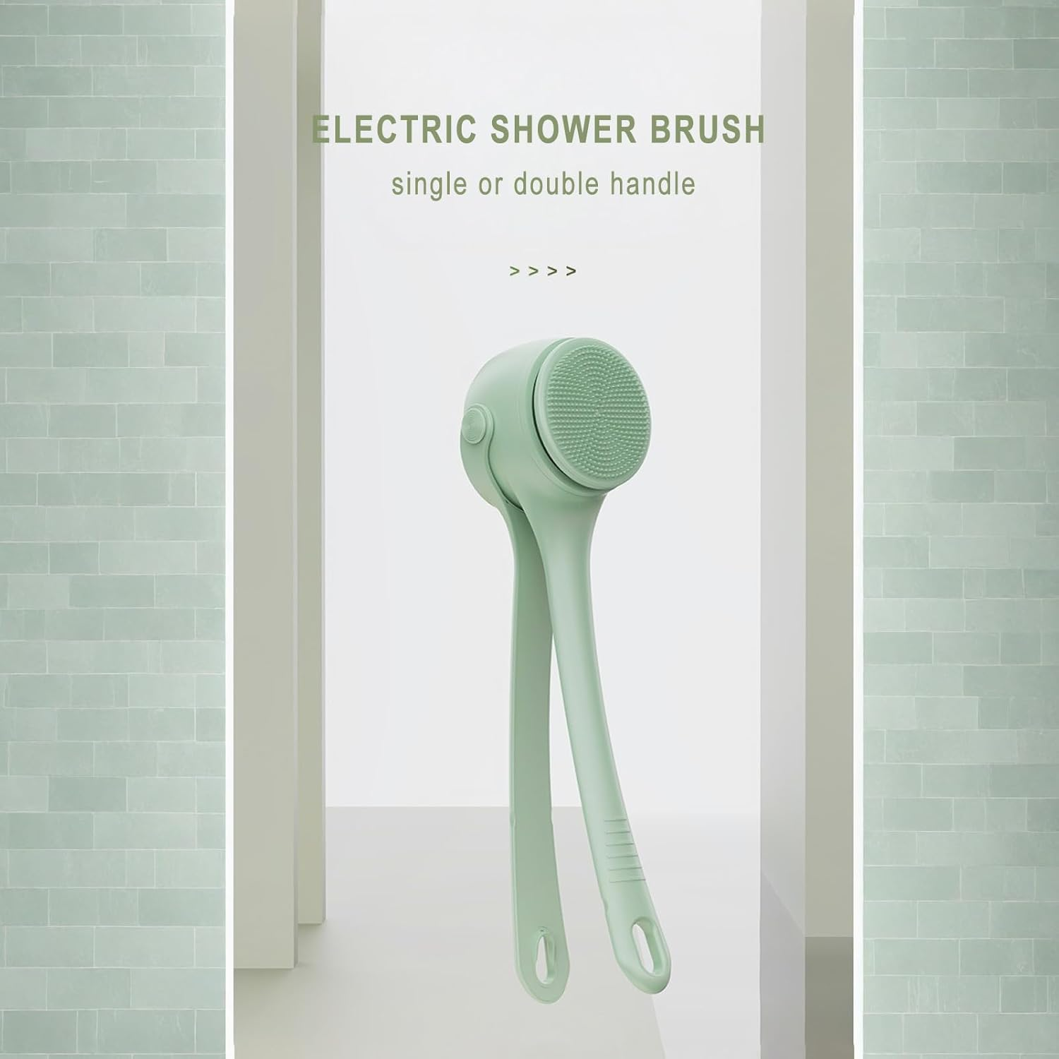 YOJAWE Electric Back Scrubber for Shower &ndash; 2 Handles & 4 Detachable Heads, Deep Cleansing Body Brush, Perfect for All Skin Types(Green) image number 3