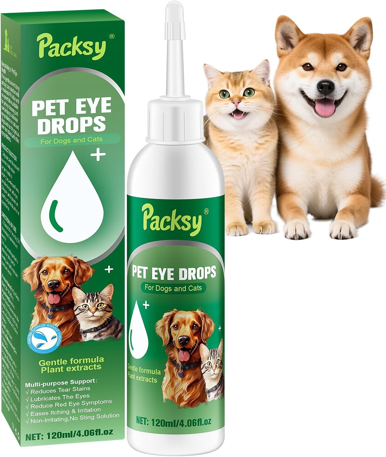 120Ml/4.06Fl Oz Cat and Dog Eye Drops,Soothing Relief for Itchy,Irritated Eyes,All Natural Formula,Tear Stain Remover and Hydrating Eye Care for Pets,Safe for Dogs and Cats image number 1