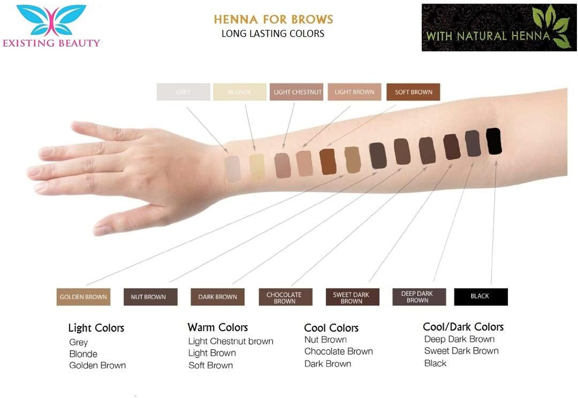 (Medium Brown) - Existing Beauty Medium Brown Eyebrow Henna for Eyebrow Colour- Professional Henna Brow Tint Kit Including Use Instructions and Mixing Bowl 3X 1G Packets Brow Dye