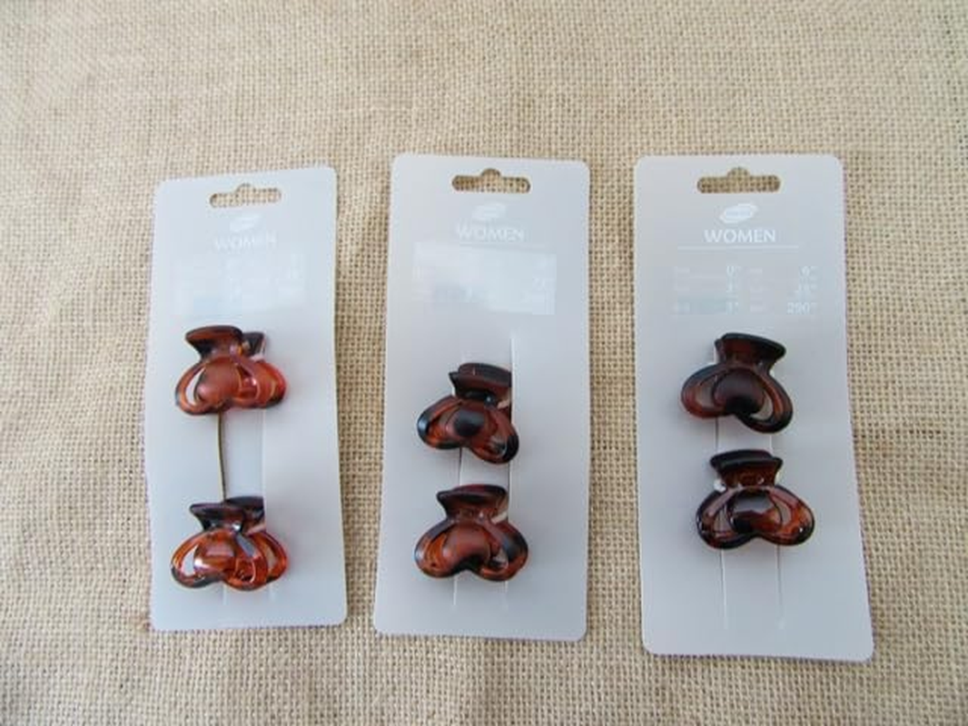 10Sheets X 2Pcs Fashion Brown Coffee Heart Claw Hair Clips image number 3