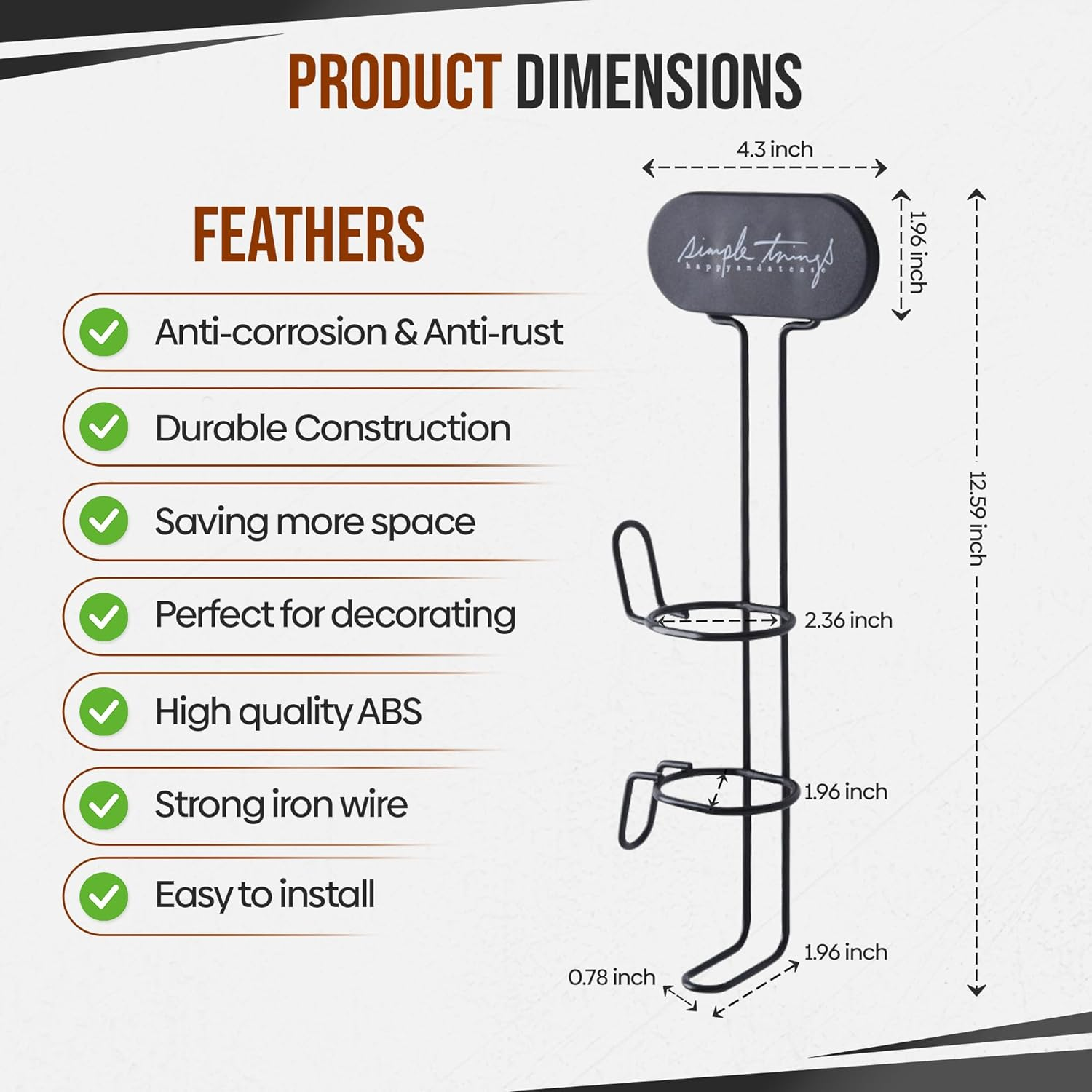 Magic Eyes Hair Tool Organizer, Bathroom Hair Dryer Holder Wall Mounted Hair Straightener Hanging Rack Hair Styling Tool Storage Organizer Stick Stand for Flat Irons, Curling Wands image number 5