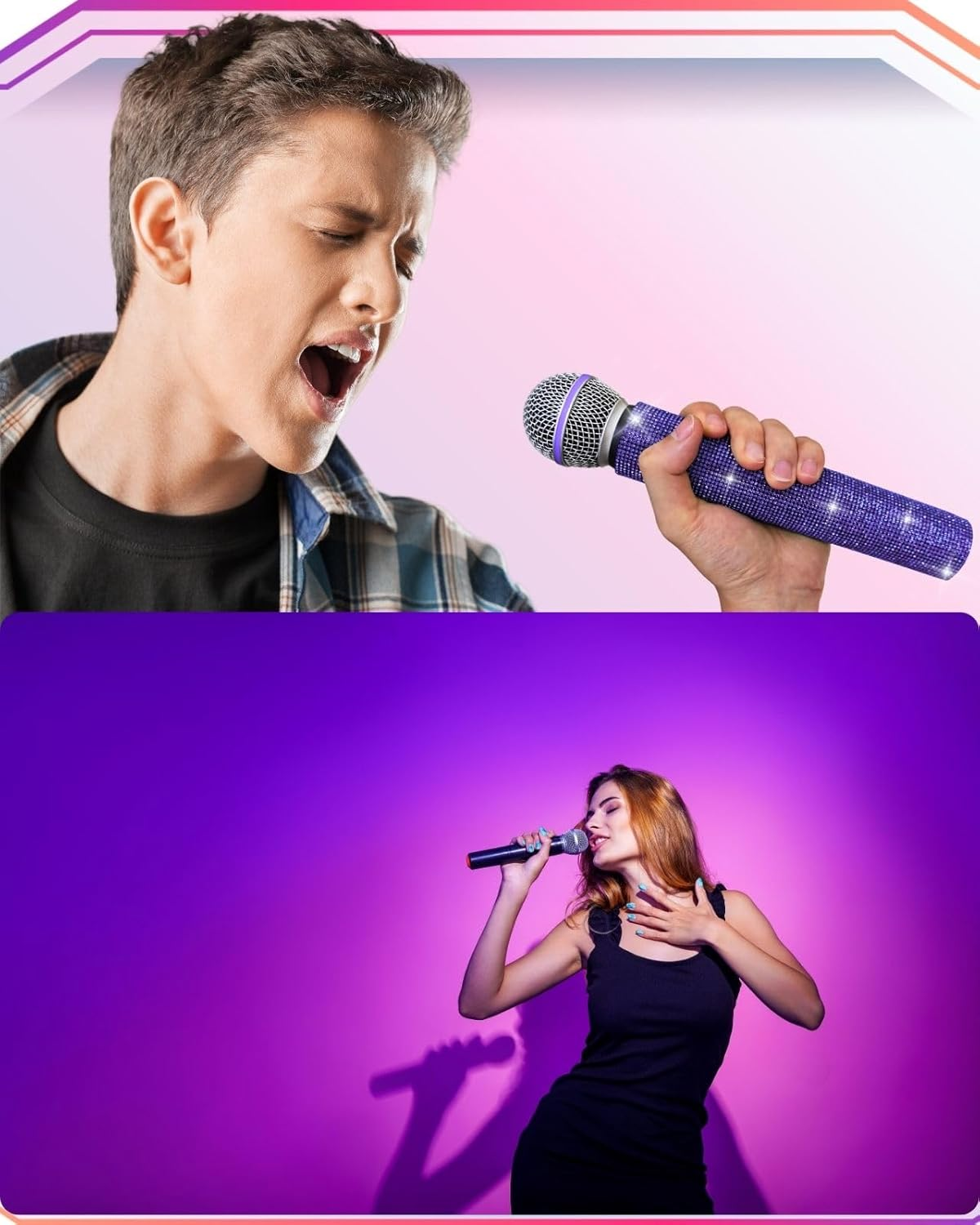 Rhinestone Microphone Sleeve for Shuer Wireless Mic SM58, Beta58A, Beta87A, SM86, PG58 Handle Cover Replacement, Royal Blue Bling on Party, Tours, TV Shows (Mic NOT Included) image number 3