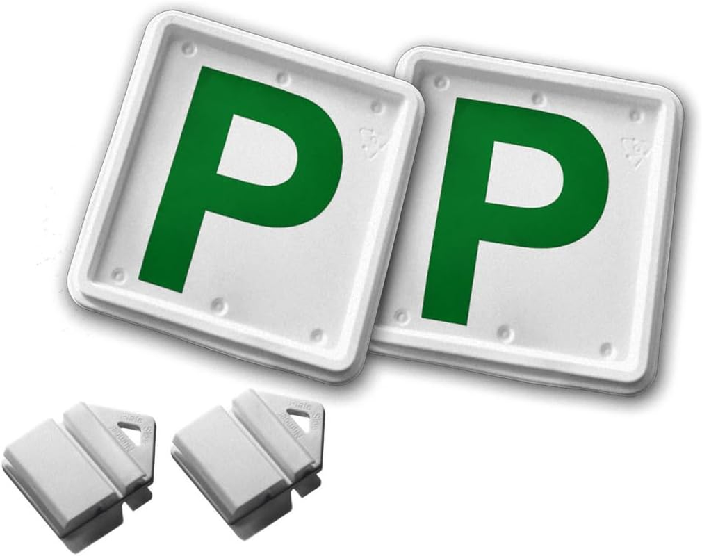 Clip It on Clips Easy to Attached & Removed from Licence Plate 2 White Clip with 2 P/L Plate (Red P)