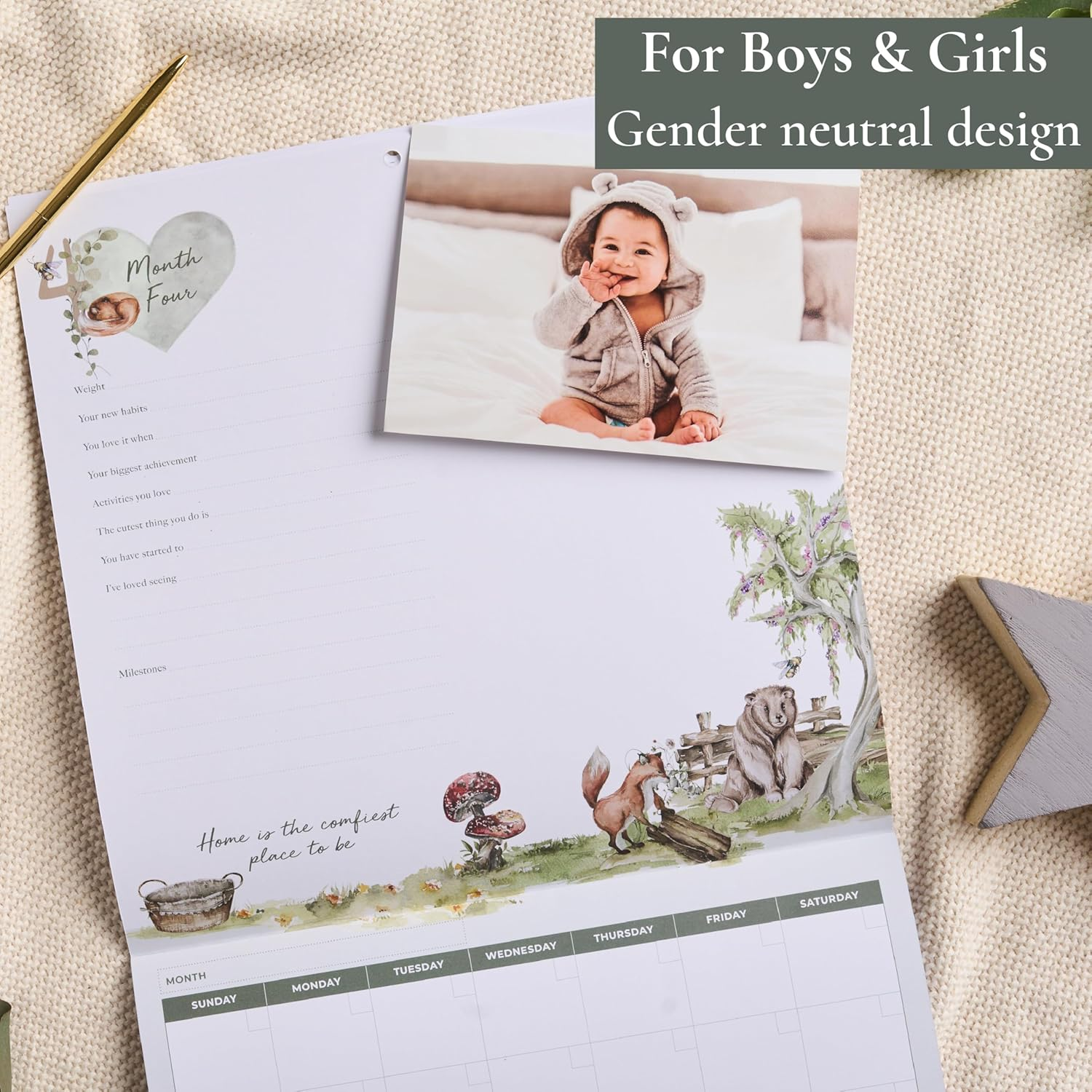 Baby'S First Year Memory & 1St Year Calendar with 100 Stickers | Baby'S First Year Calendar with Stickers & 1St Year Calendars, Baby Tracker image number 3