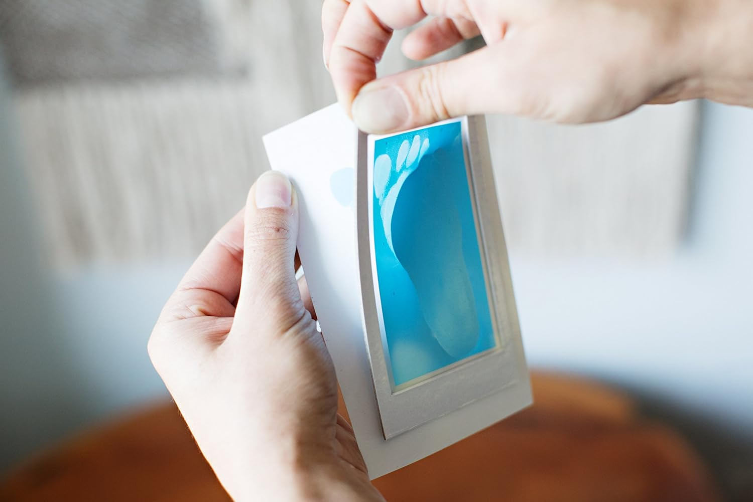 Pearhead Newborn Baby Clean Touch Ink Pad with 2 Imprint Cards, Blue image number 5