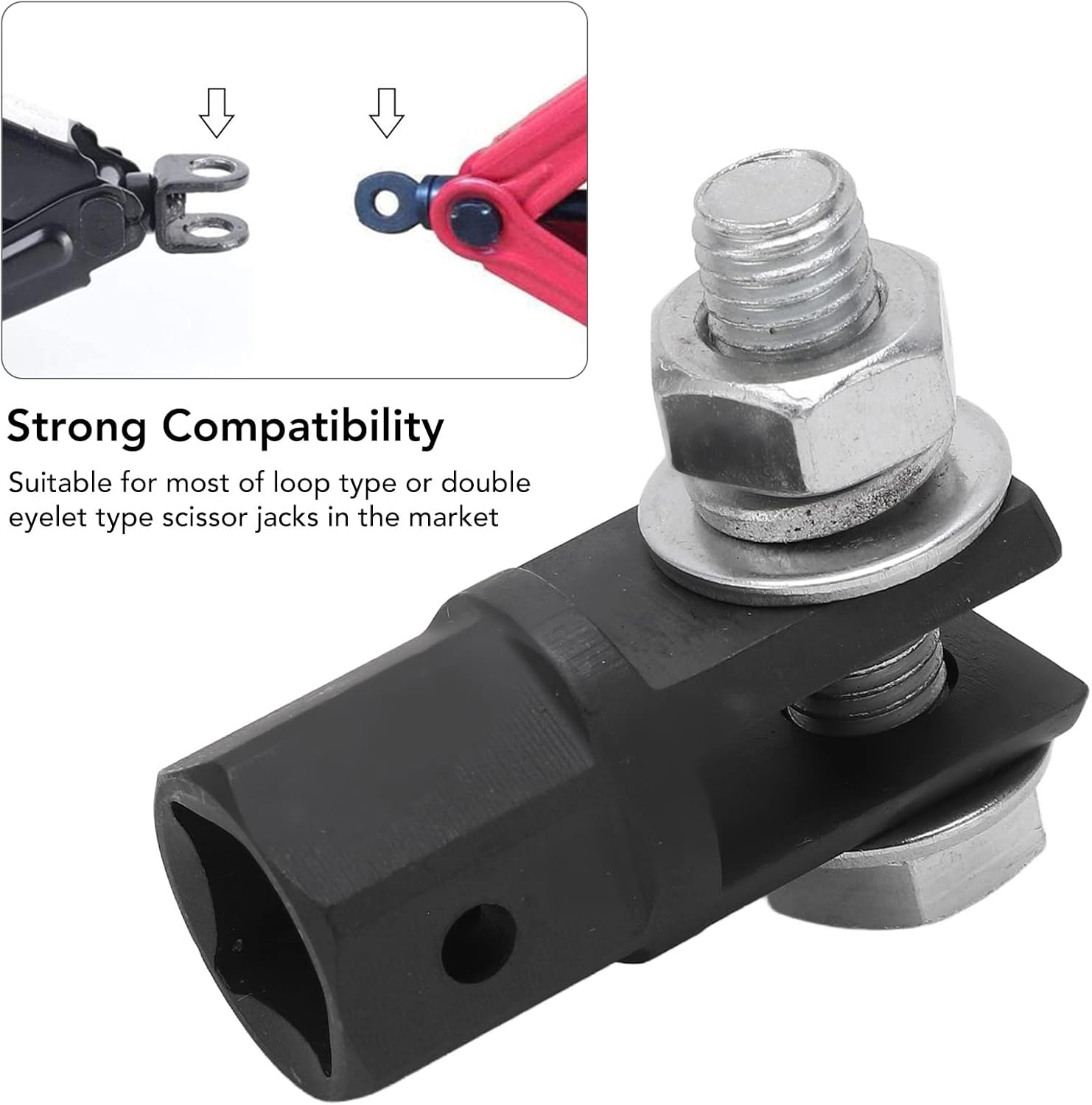 Scissor Jack Adapter, High Strength Universal Scissor Jack Drill Adapter for Impact Drills Socket Automotive Jack RV Trailer Leveling Jack image number 4