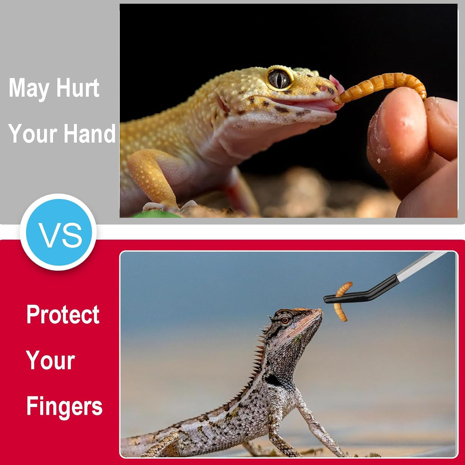 2PCS Stainless Steel Reptile Feeding Tongs with Rubber Tip,Crested Gecko Tank Accessories,10.6&rdquo; Heavy Duty Extra Long Tweezers Straight & Curved Long Tweezers for Aquarium & Terrarium or Craft image number 3