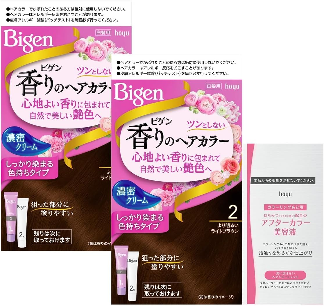 Hoyu Hoyu Bigen Hair Color Cream for Gray Hair, 6, Dark Brown, 1.4 Oz (40 G) + Agent 2, 1.4 Oz (40 G) X 2, Bonus [Quasi-Drug]