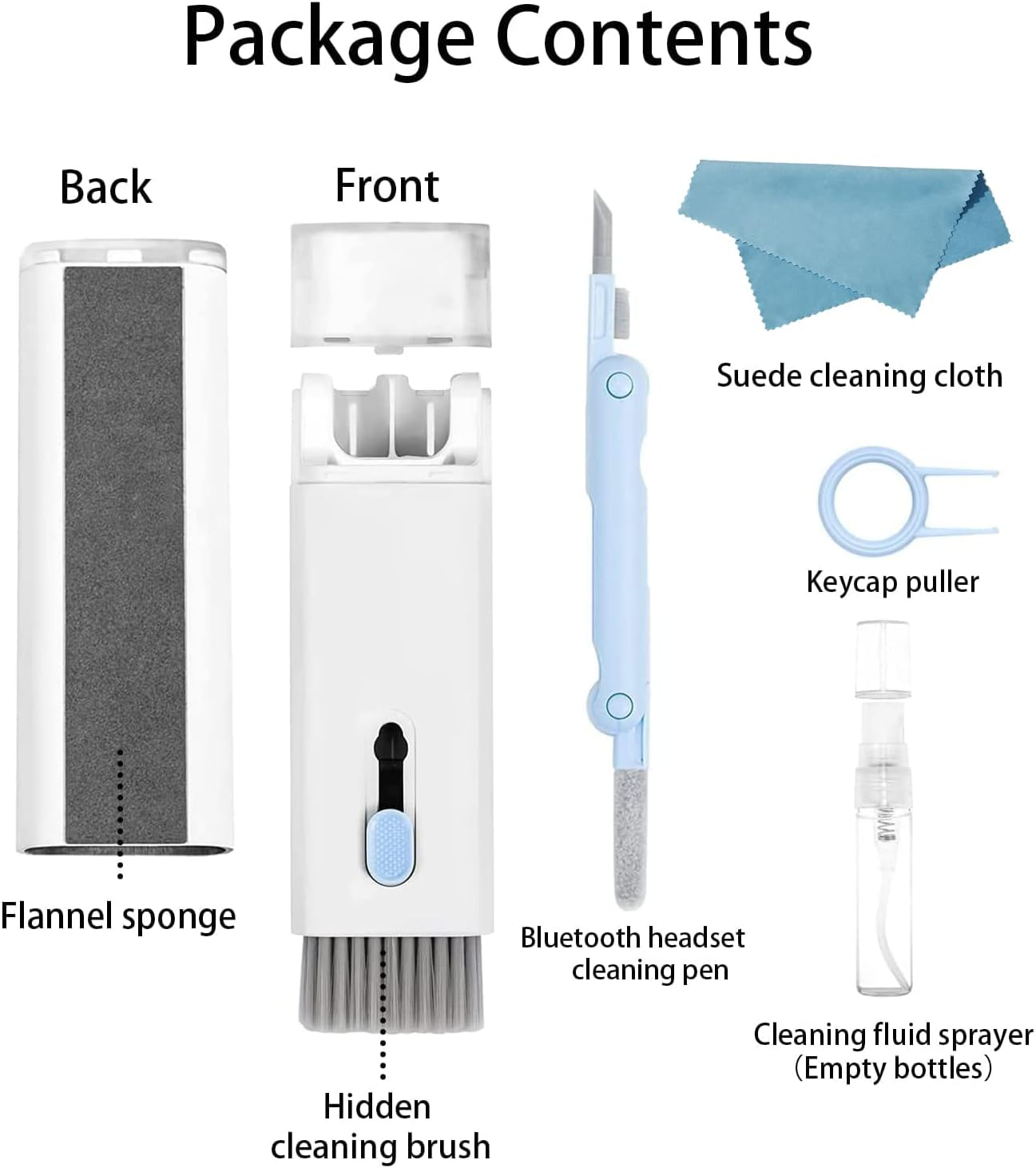 7 in 1 Electronic Cleaner Kit - Keyboard Cleaner, Keyboard Cleaning Kit, Laptop Cleaner with Brush, Electronic Cleaner for Airpods Pro/Laptop/Phone/Computer/Screen (Give Away a Flannel Cloth) Blue - 20In1 Black image number 4