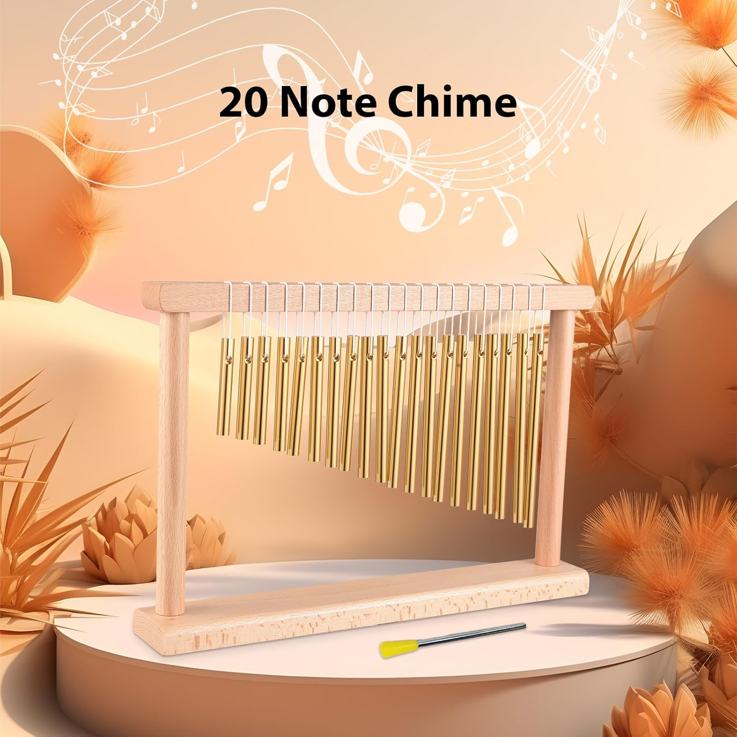 20 Note Chime with Mallet for Ornament Classroom Office Decoration Professional Stage Performance Desktop Wind Chimes Musical Percussion Instruments Gold image number 3