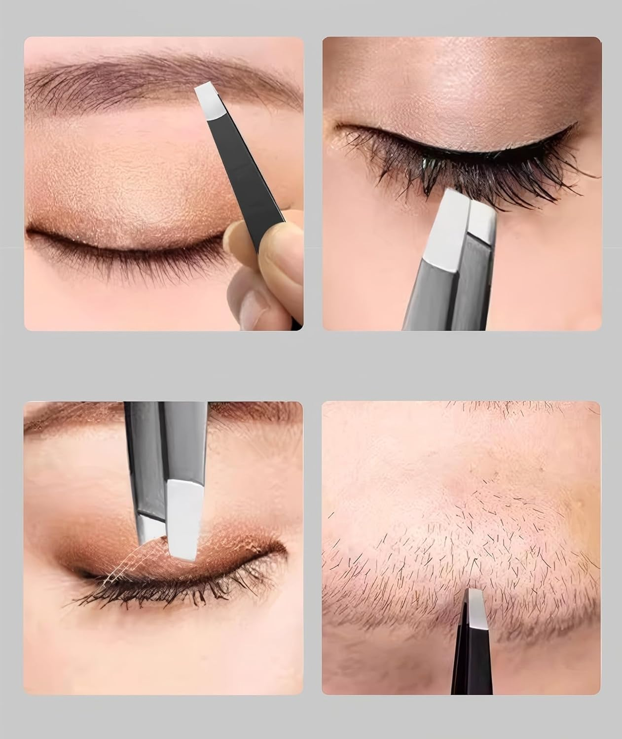 HIGHROCK 5Pcs Eyebrow Tweezers Set, Stainless Steel Slant and Pointed Tips, Small Scissors， Precision Hair Removal Tools image number 4