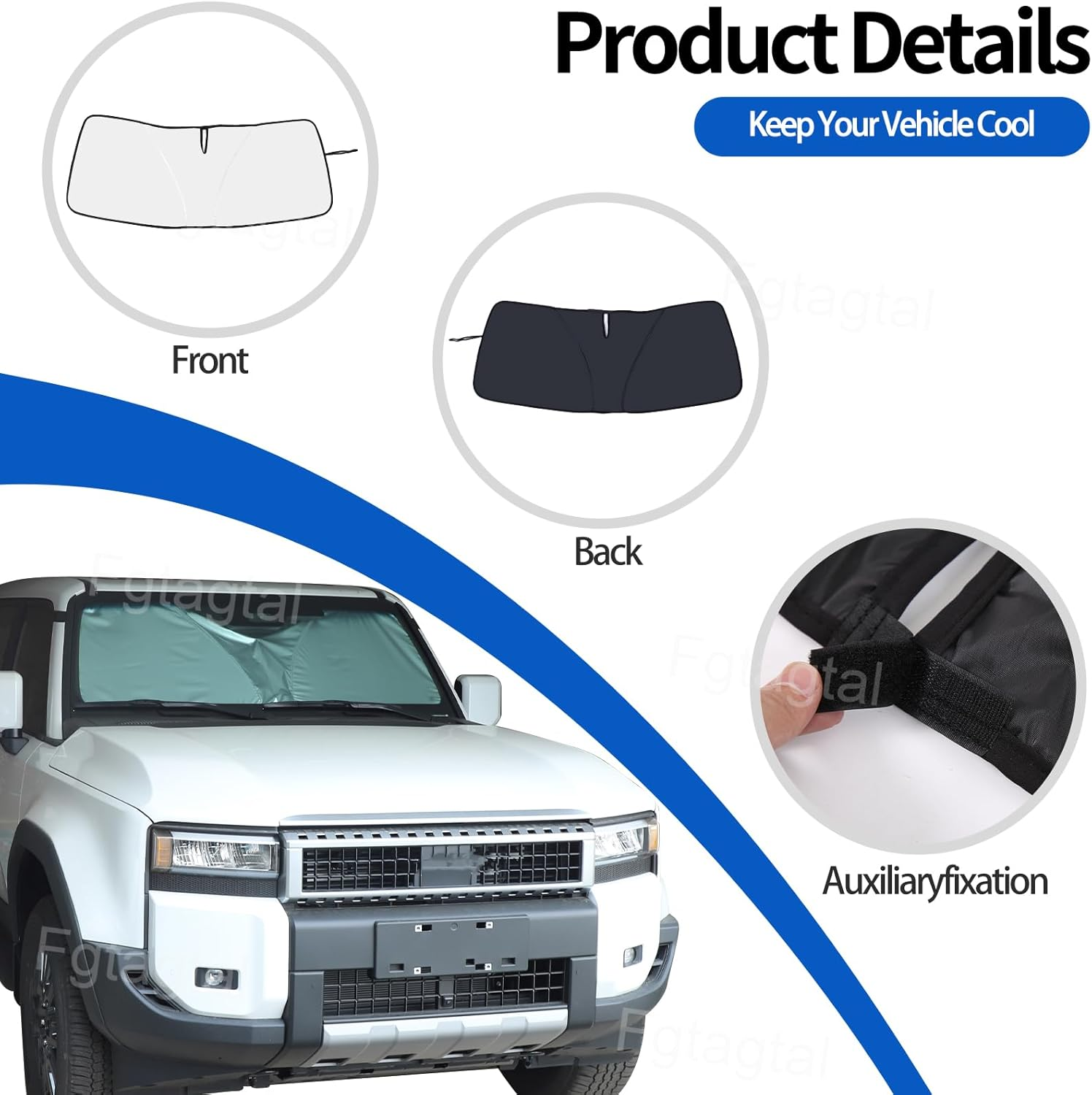 Windshield Sunshade Fit for Toyota Land Cruiser 250 Prado J250 LC250 2024+, Folding Car Sun Shade for Front Window, Auto Sun Protection Visors Blocks UV Rays and Keeps Vehicle Cool(Silver)