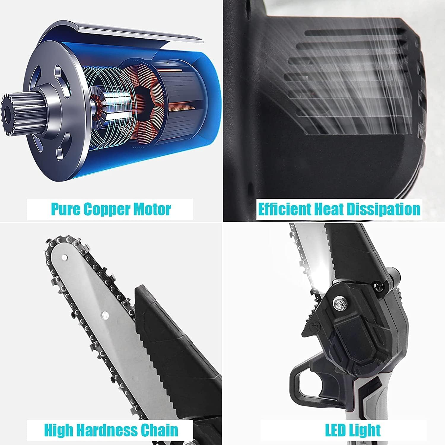 HITRENDS Mini Chainsaw Cordless 6 Inch, Mini Electric Chainsaw Pruning Saw, Handheld Rechargeable Chainsaw for Branch Wood Cutting Garden Tree Logging Trimming