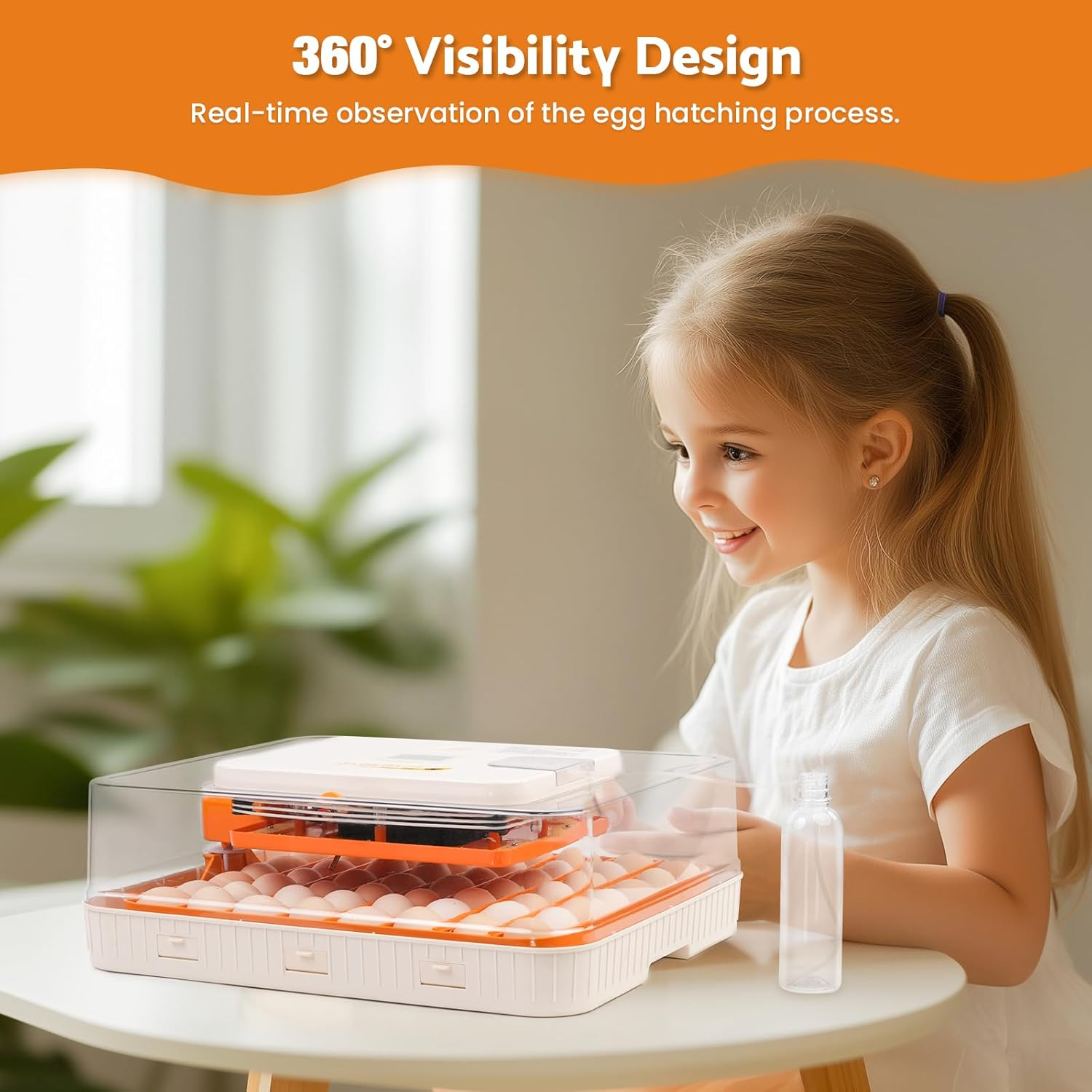 Advwin 56 Eggs Incubator for Hatching Eggs, Automatic Egg Turning with Temperature & Humidity Control, LED Egg Candler, Poultry Egg Incubator for Hatching Chicken, Duck,Goose and Quail Eggs image number 5