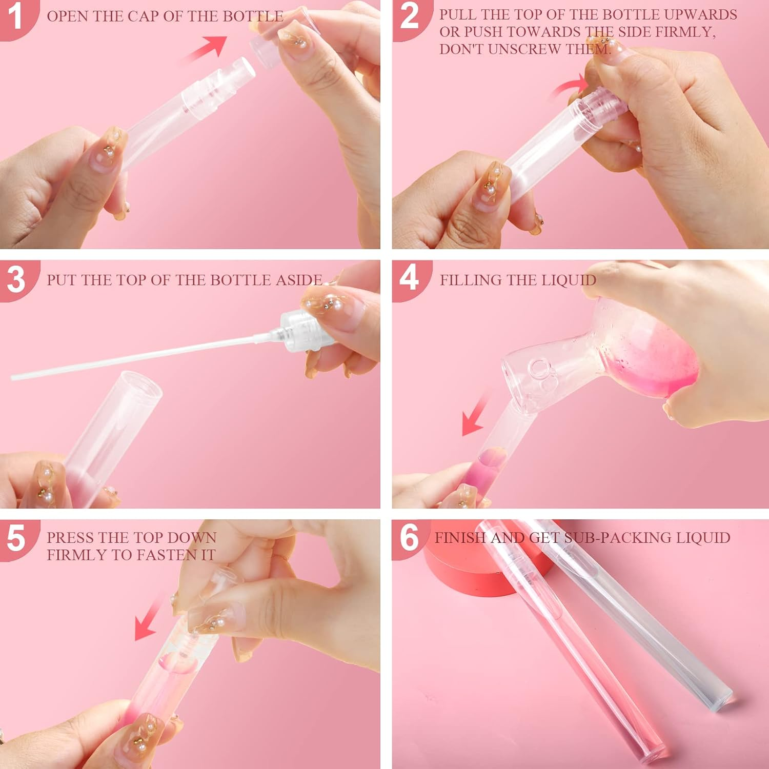 Fandamei Mini Spray Bottle, 10 Pack 10Ml Plastic Spray Bottle, Fine Mist Refillable Perfume Bottle, Perfume Atomizer, Small Empty Sample Containers, Portable Travel Bottle image number 6