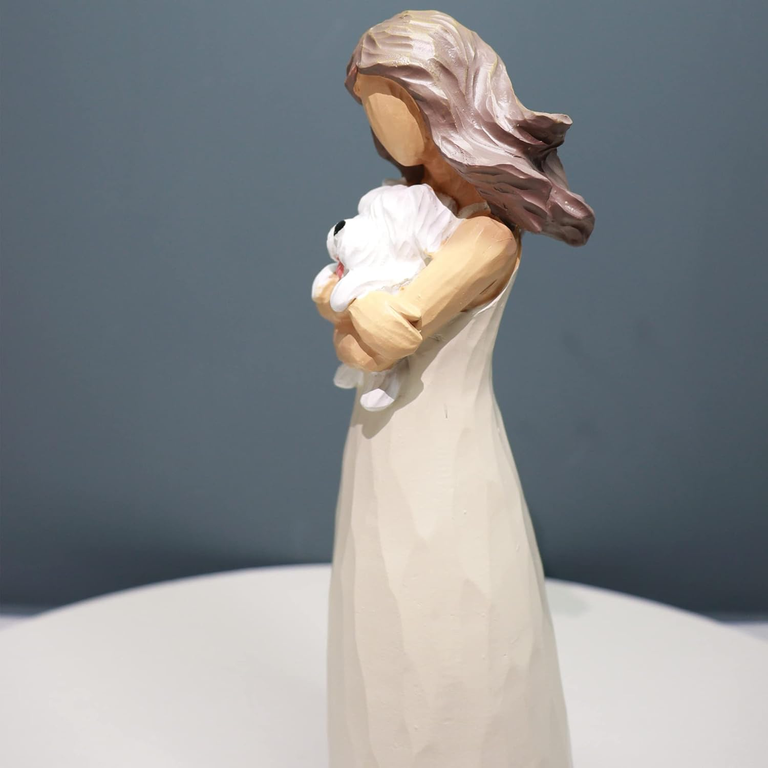 BUTILIVEEN Woman with Dog Figurines, Sympathy Dog Memorial, Pet Loss Gifts, Gifts for Dog Lovers,Resin, White