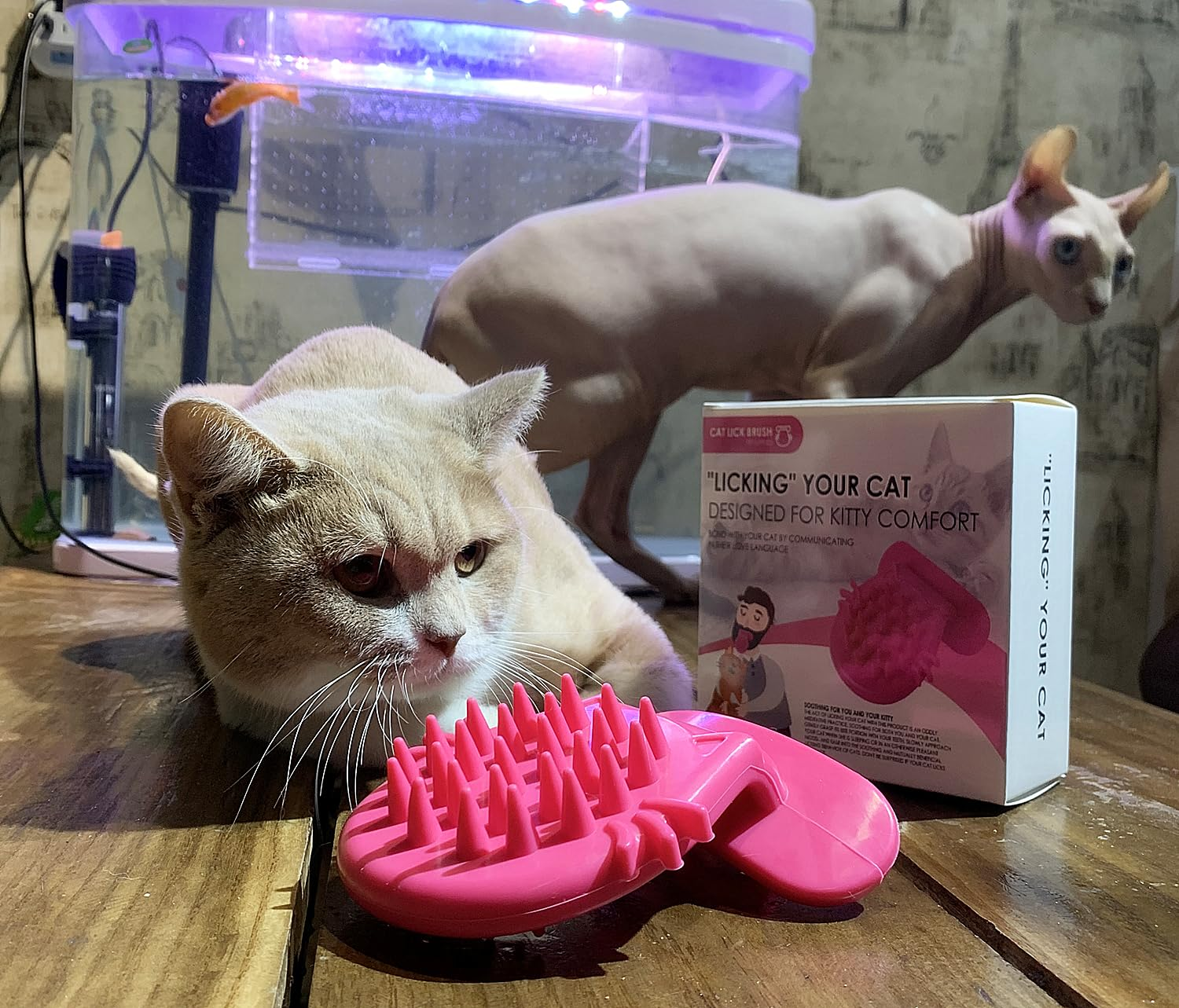 PETCYY Cat Brush for Shedding and Grooming - Soft Massage Tongue Brush, Licking like a Mama Cat to Comfort - Surprise Pet Gift - Rose Red image number 2