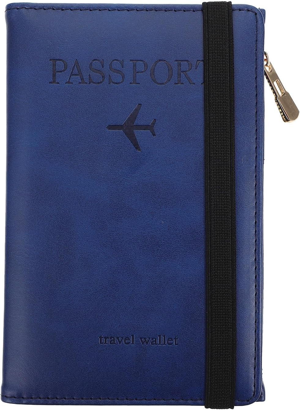 HORIALENCE Pu Passport Cover RFID Blocking Travel Document Holder Short Wallet with Card Slots Blue for Men and Women image number 6