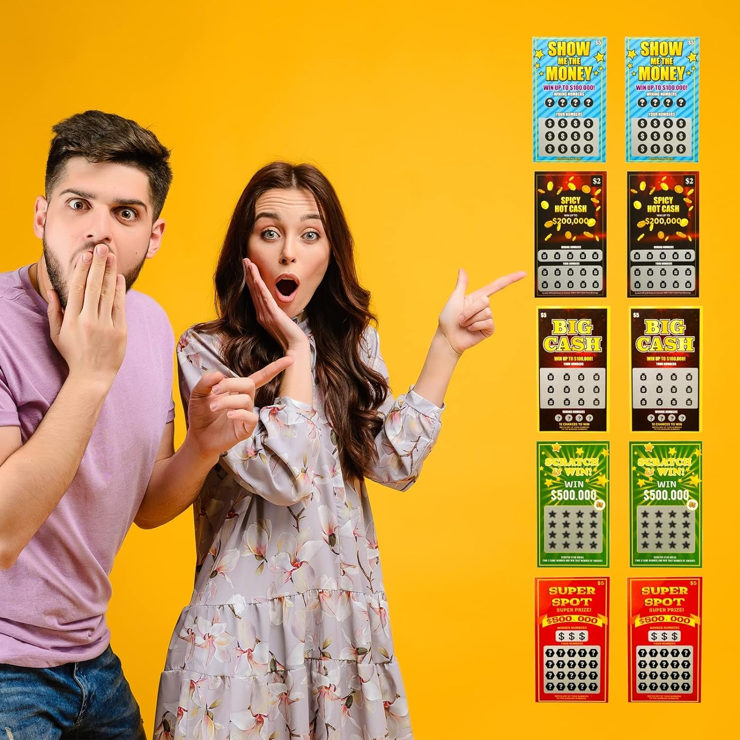 STOYKİS 10 Fake Lottery Tickets and Scratch off Cards That Look - Winning $500K - $200K - $100K Lottery Ticket - Hilarious and Shocking Pranks -Prank Gag Fake Lottery Tickets Big Time Money image number 5