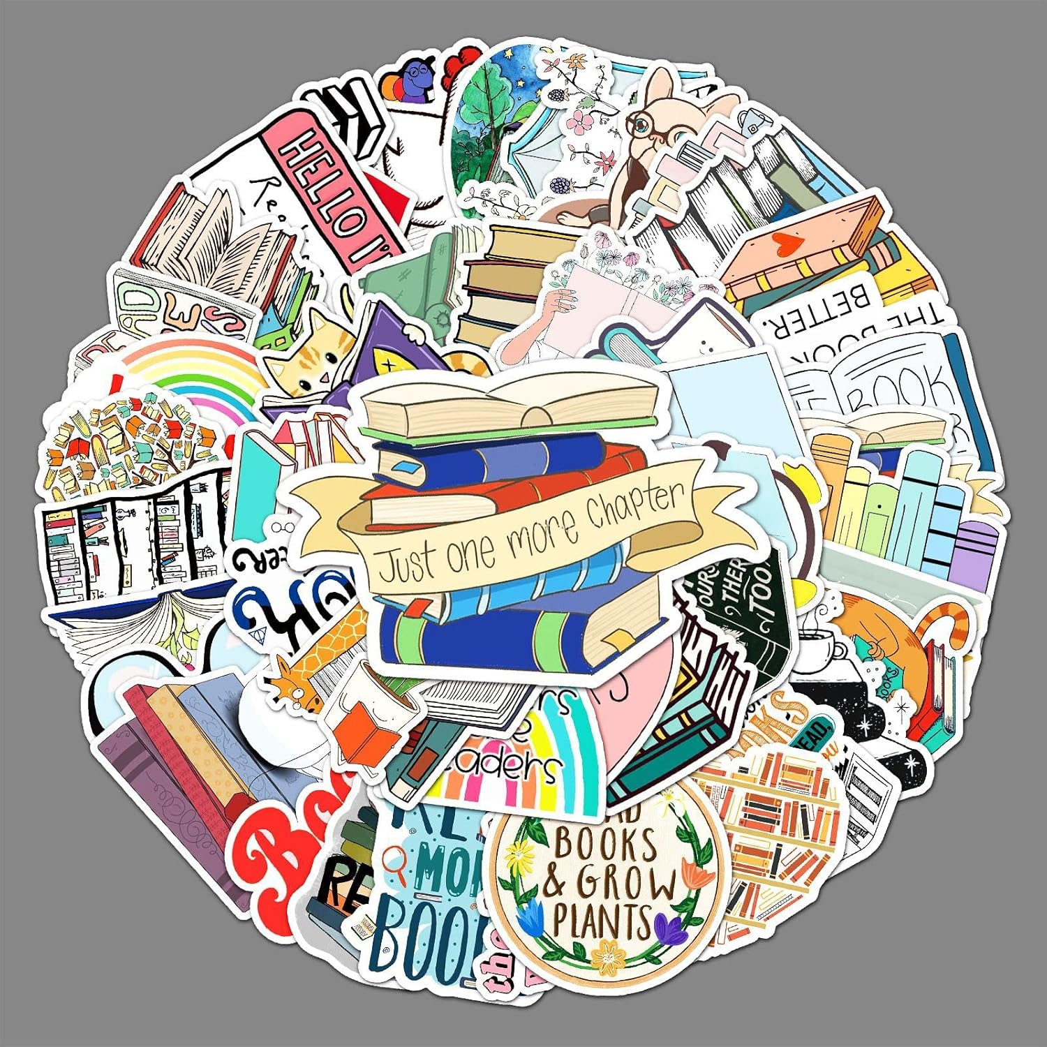 Reading Stickers 50Pcs Funny Inspirational Book Stickers for Water Bottle Laptop Scrapbooking Journal Luggage Skateboard Computer,Vinyl Waterproof Reading Lovers Decals for Teens Kids Students image number 2