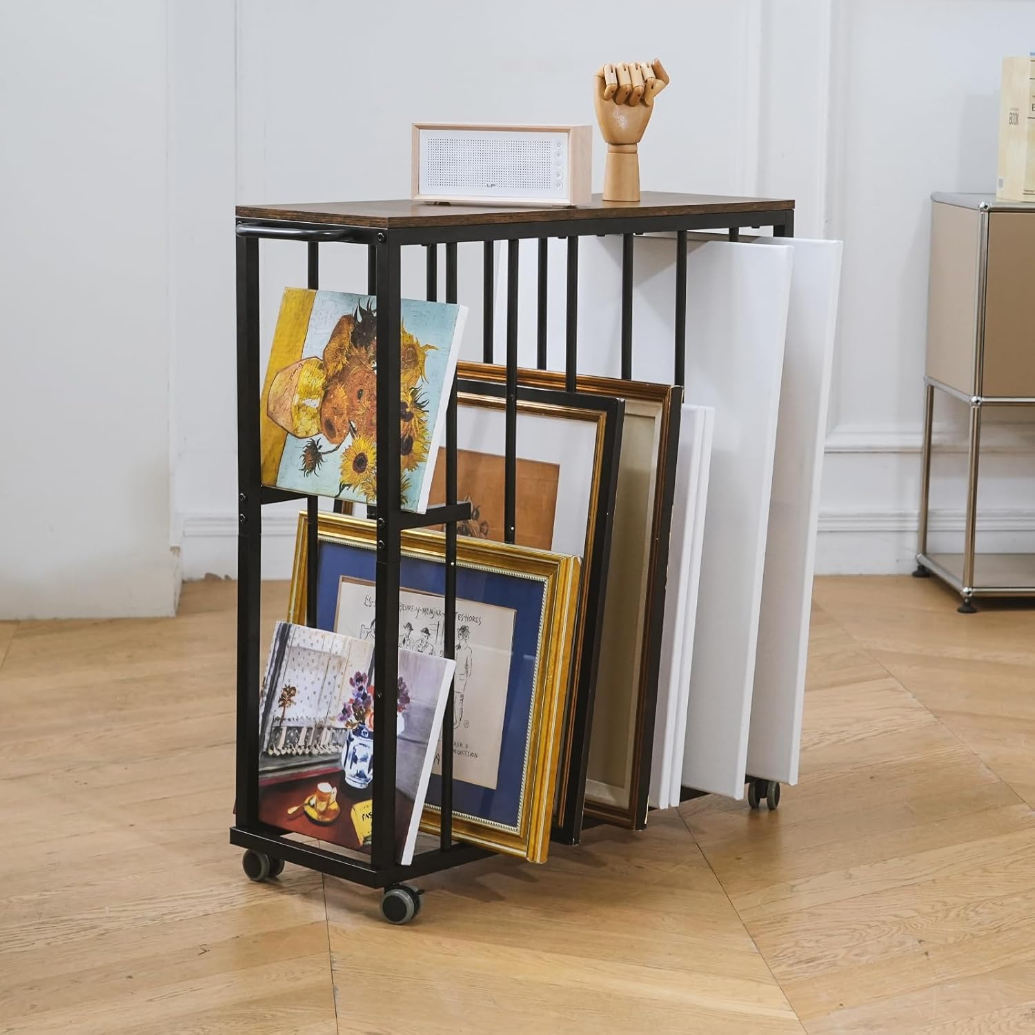 Ikkle Art Canvas Storage Rack, Drying Painting Rack with Wheels, Art Storage Easel Display Stands for Storage Canvas, Frame, Crafts, Drawing Boards and Artwork in Studio, Gallery image number 4