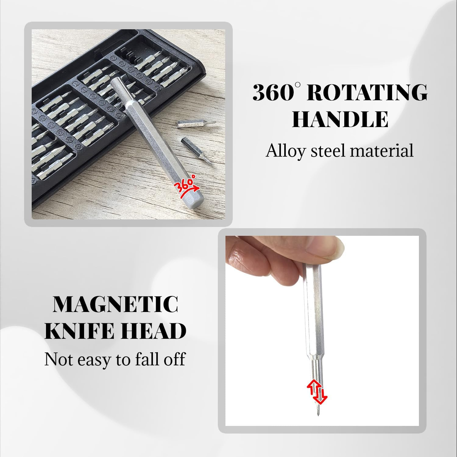 BOROLA 25-In-1 Precision Magnetic Screwdriver Set, Professional Repair Tool Kit with S2 Alloy Steel Bits for Phone, Computer, Laptop, Watch, Eyeglass, Electronic Devices image number 5