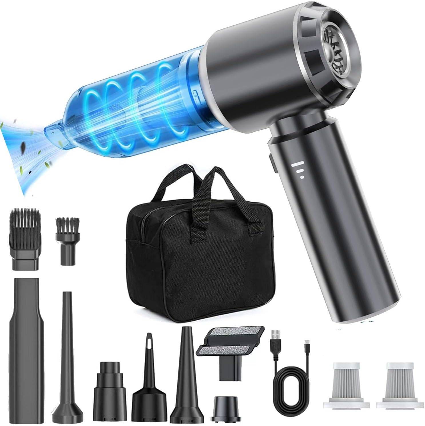 Car Vacuum Cleaner High Power Cordless, Wireless Handheld Vacuum Cleaner with 3 Gear Adjustment,23000Pa Brushless Motor Mini Vacuum, Portable Vacuum Cleaner Cordless for Home,Office,Kitchen,Cars Gray image number 4