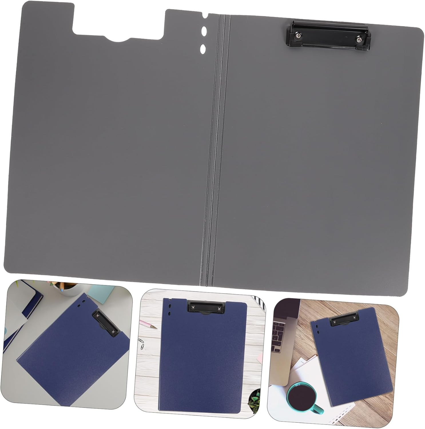 PLAFOPE Writing Pad Holder Clip Board for Classroom Portable Students Writing Boards Paper Clips Office Document Organizer - Grey image number 3