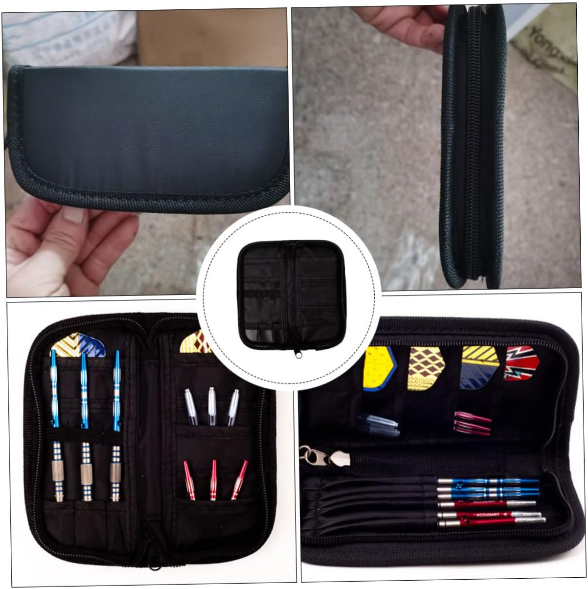 Alasum Oxford Cloth Darts Bag with Smooth Zipper Portable Darts Storage Pouch for Outdoor Use Black Unisex Travel Case image number 6