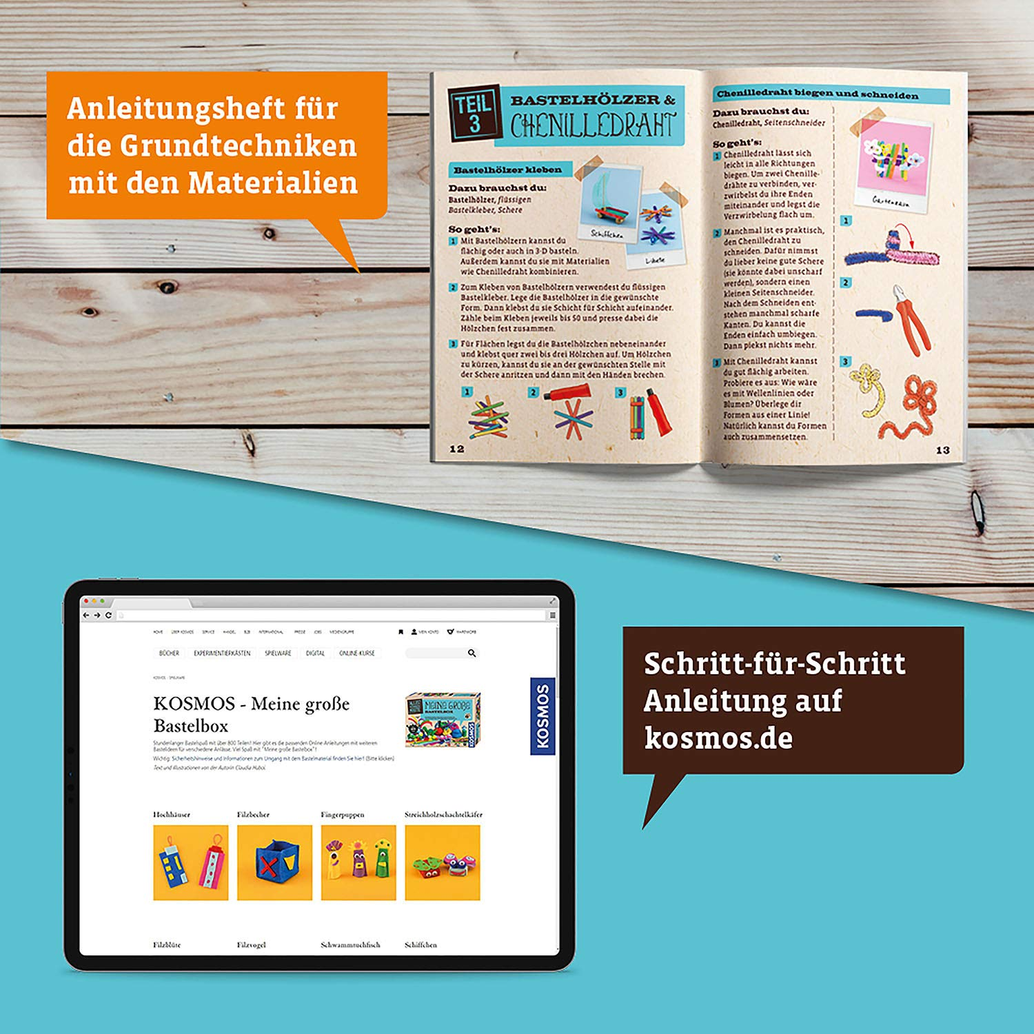 Kosmos 604431 Allesk&ouml;nnerkiste My Large Craft Box, Craft Set, Craft Sets for Children, Craft Material, Craft Accessories, Craft Supplies, Crafts for Children from 6 Years image number 4