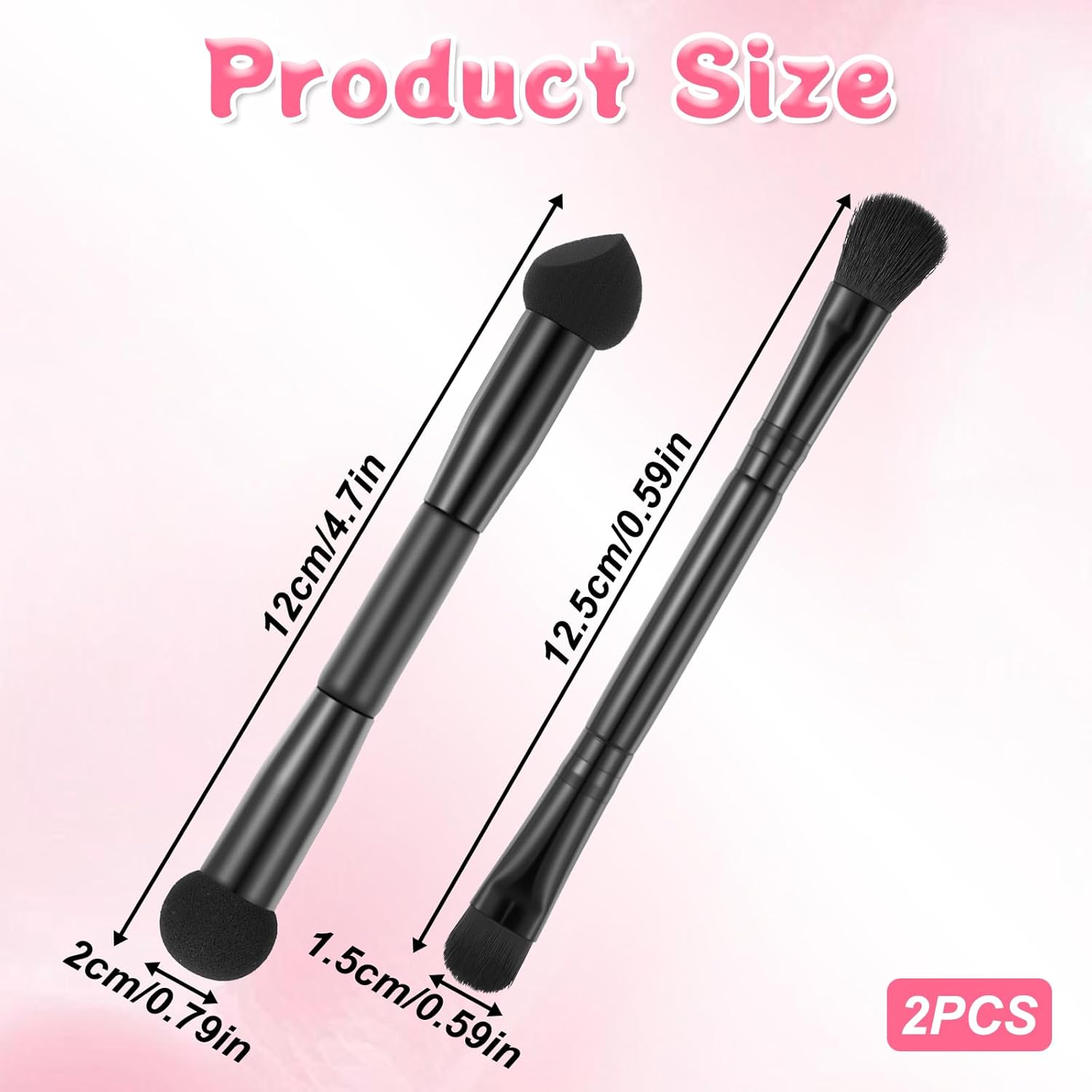 Pack of 2 Double Hair Root Powder Brushes, Dual Ended Hairline Brushes, Root Concealer Brush, 2-In-1 Hairline, Sponge Brush for Men and Women, Black image number 6