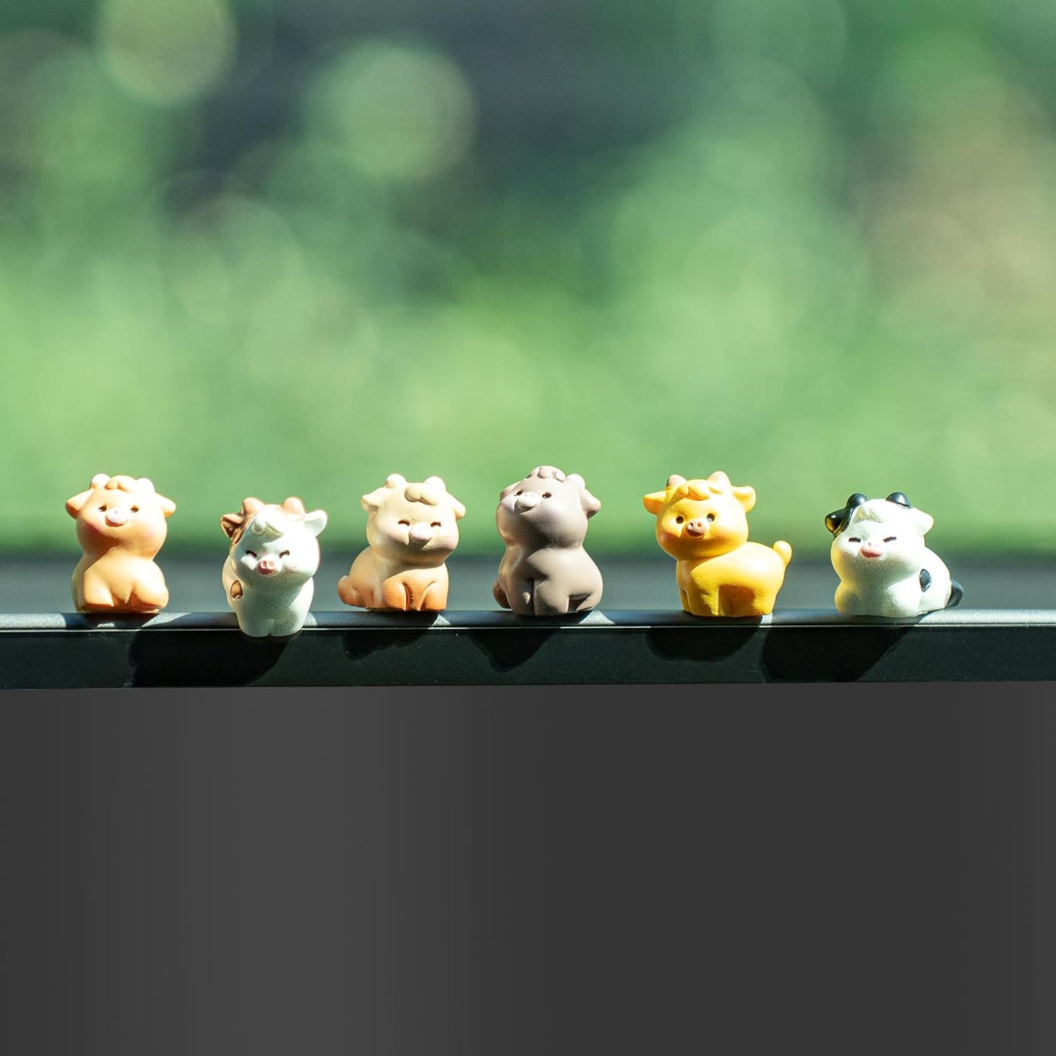 Cute Cow Car Dashboard Decor - 6PCS Cute Cow Dash Decorations for Home Office