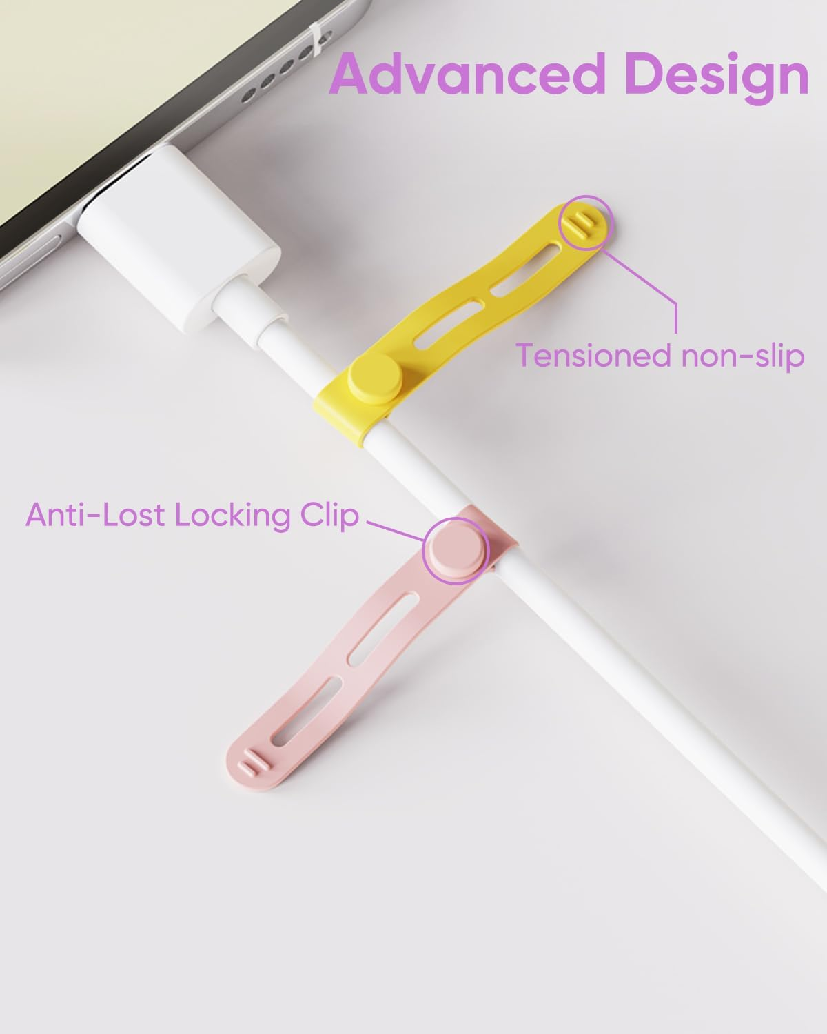 Silicone Cable Ties 7 Colors 14Pcs Cord Organizer for Cable Management 8Cm Reusable Cable Organizer Electronic Accessories for Earphone, Phone Charger, Mouse, Audio, Computer image number 3