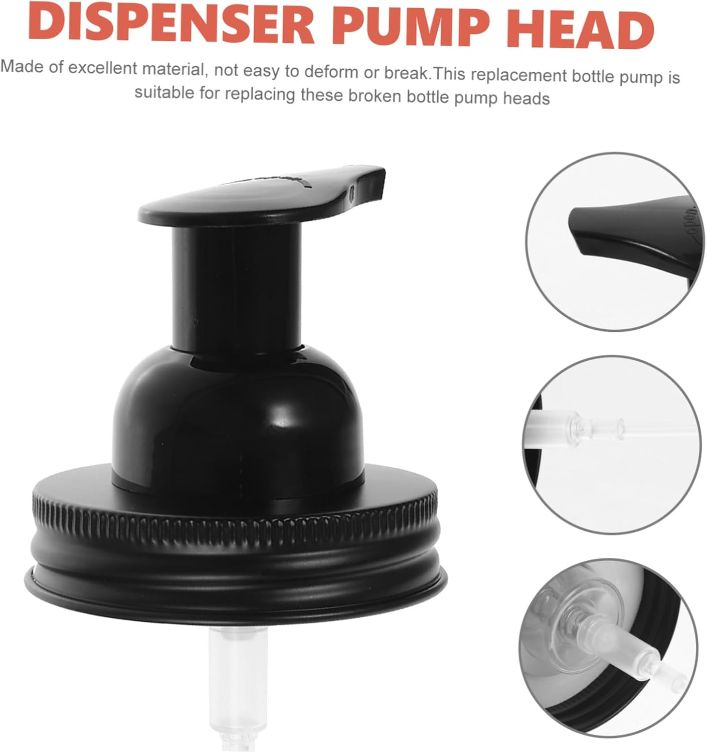 Healvian Stainless Steel Foam Dispenser Pump Replacement for Mason Jar Lid Lotion and Liquid Soap Jar Pump with Efficient Hand Press Compact Design for Bathroom and Kitchen Use image number 3