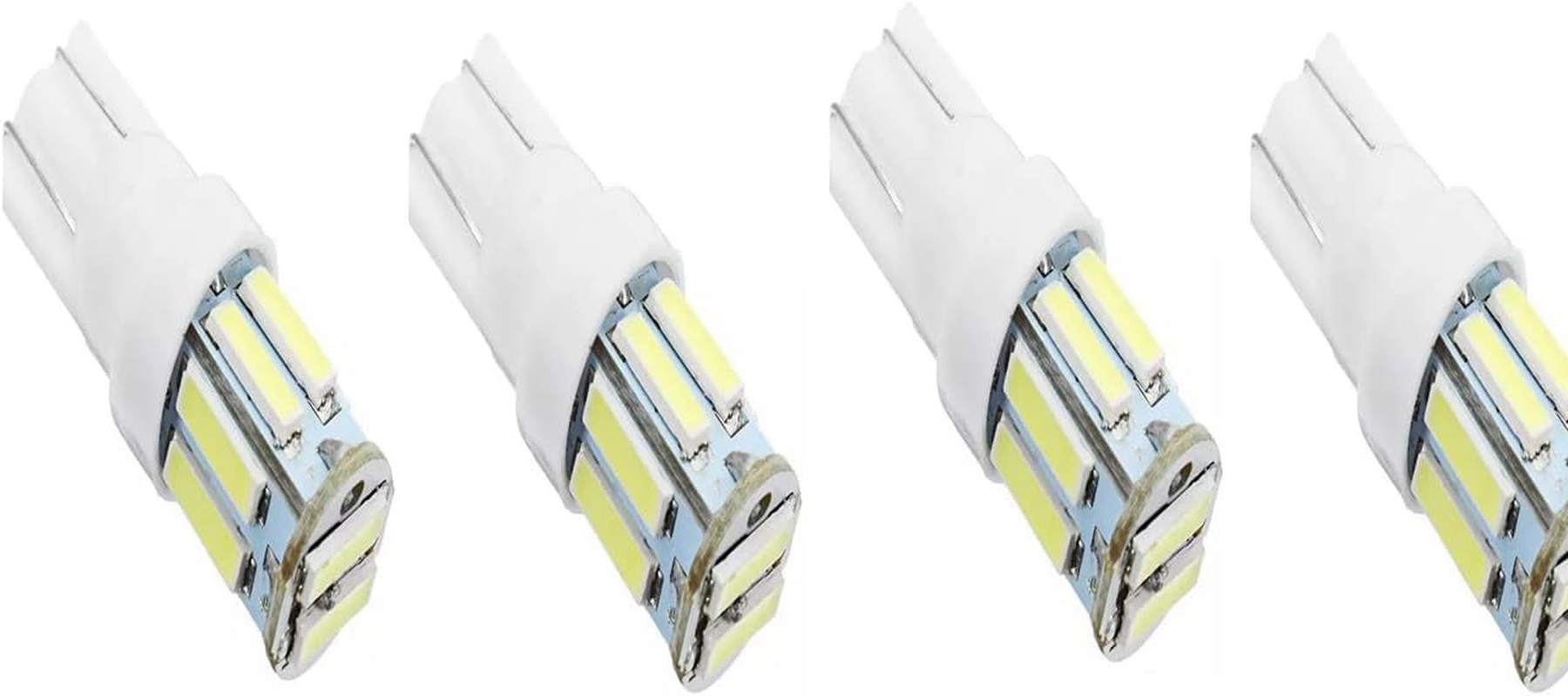 T10 LED Car Bulbs &ndash; 4 Pack Super Bright 10-SMD 7020 Wedge &ndash; 6000K White Interior Dome, Map, License Plate Lights &ndash; W5W Plug & Play Replacement [Fits 194/168/2825] image number 2