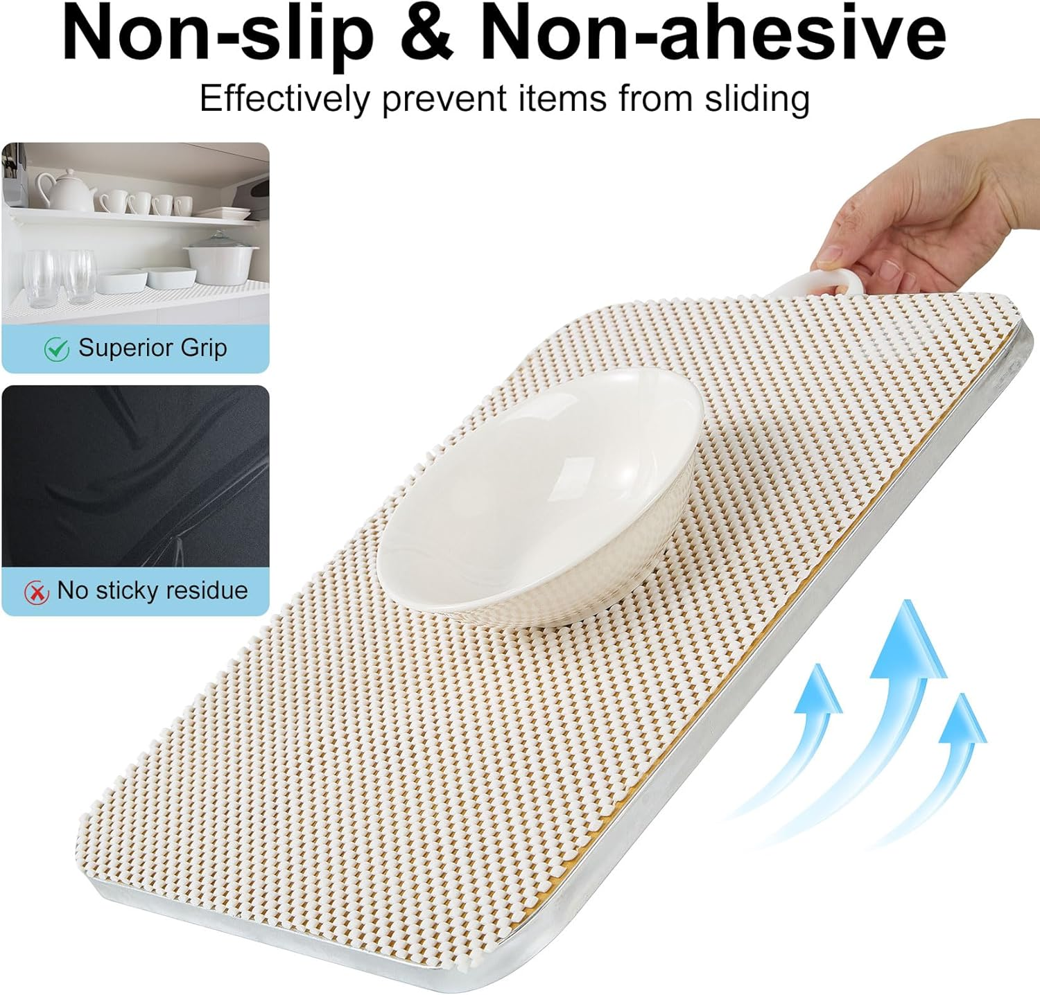 30Cm&times;1.5M Shelf and Drawer Liner for Kitchen Cabinets Non-Adhesive, Non Slip Durable Strong Clean for Shelves, Cabinets, Storage, Kitchen & Desks (White) image number 3