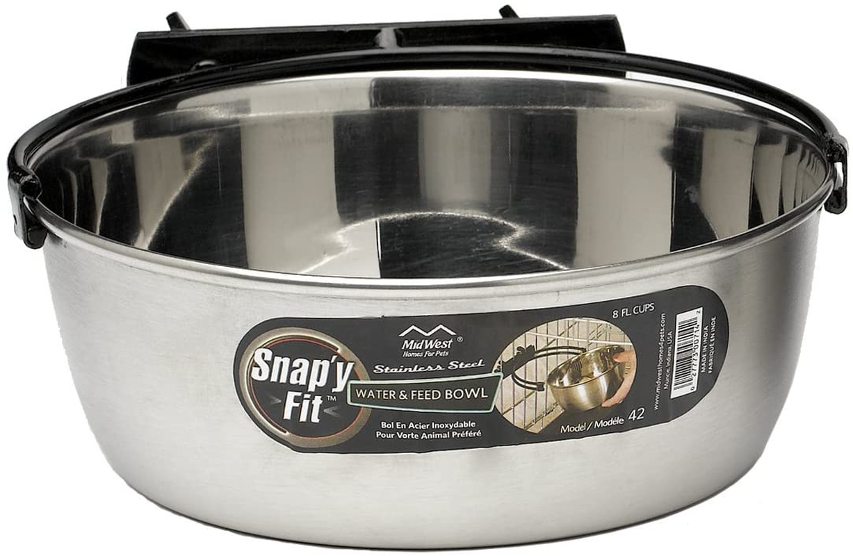 Midwest Homes for Pets Snap'Y Fit Stainless Steel Food Bowl/Pet Bowl, 2 Qt. for Dogs & Cats image number 1